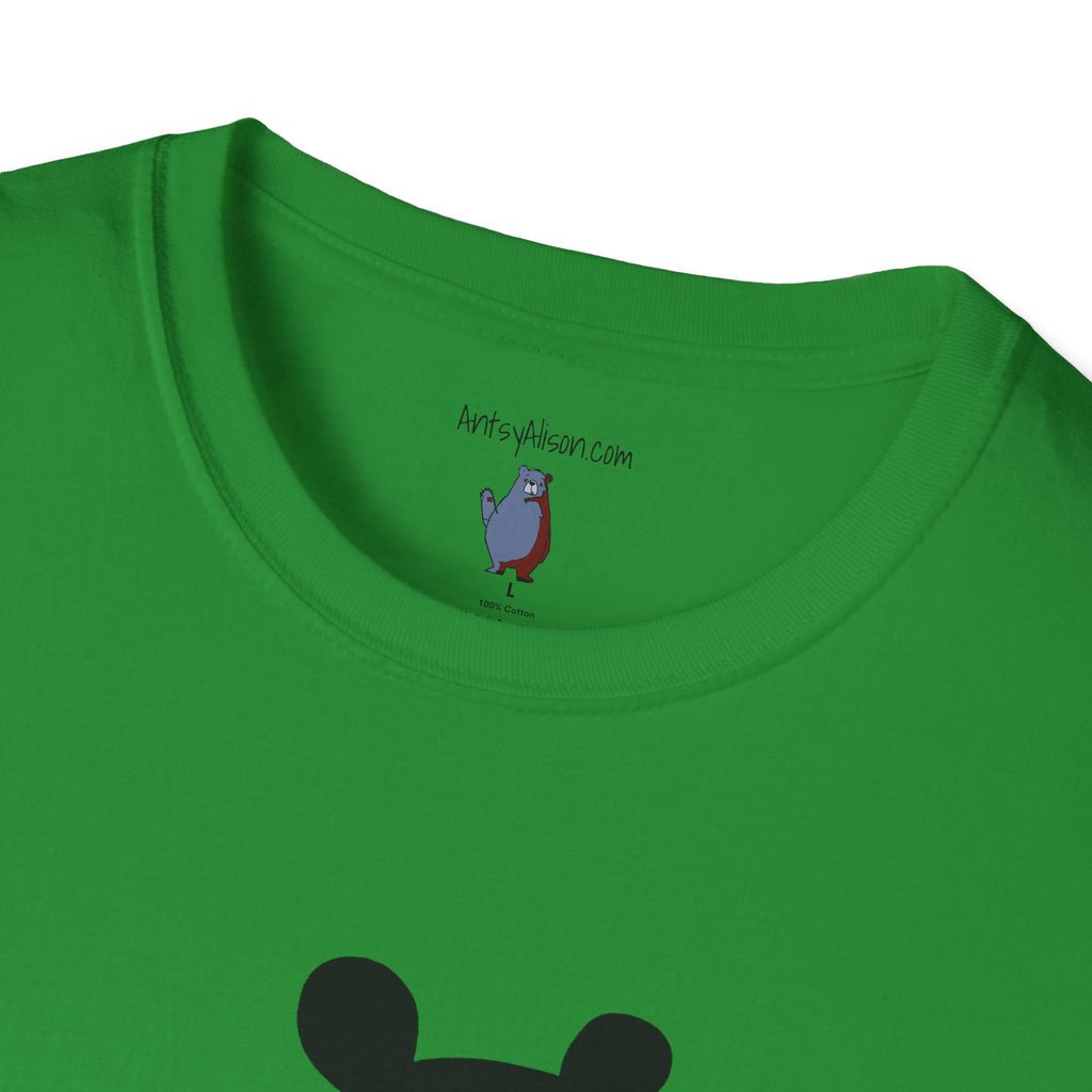 Mod Diamond Black Bear Graphic Art Tee - 100% Cotton T-Shirt