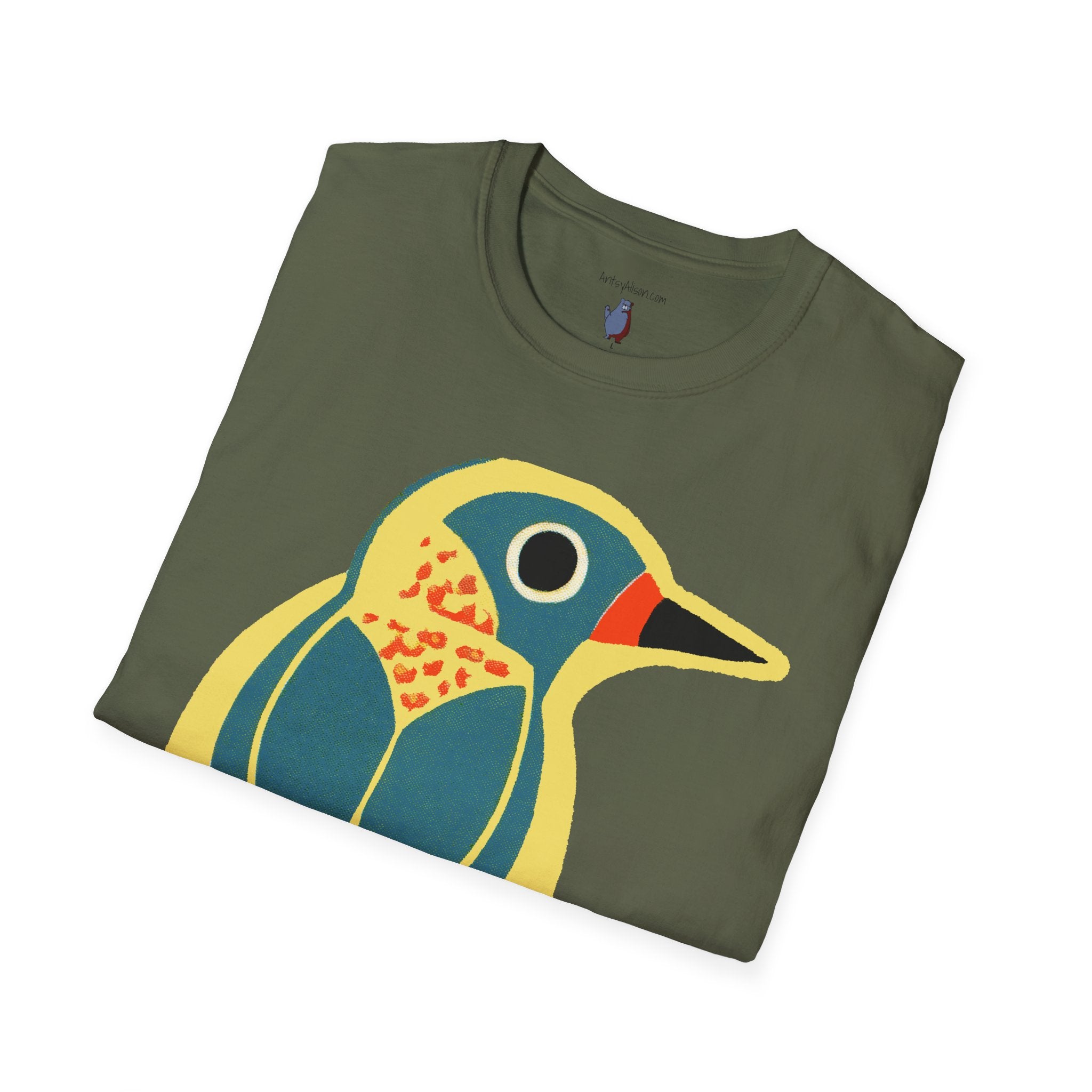 Retro BlueBird Graphic Art Tee - 100% Cotton T-Shirt