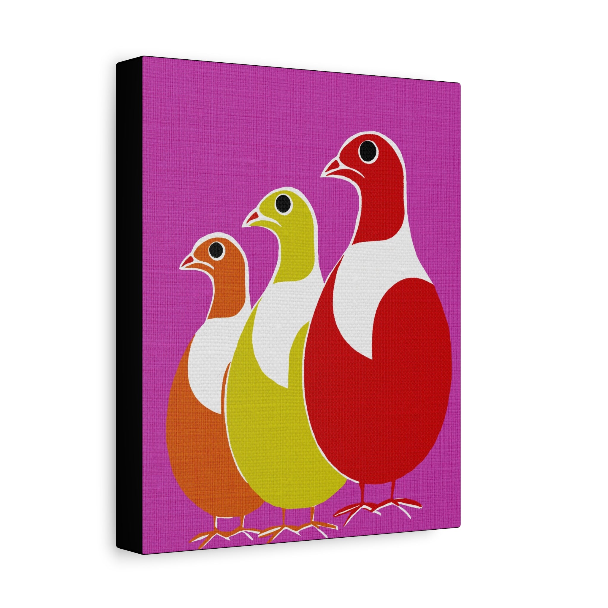 Midwest Modern Abstract Trio of Partridges Pop Art - Matte Canvas, Stretched, 1.25" -  home decor, wall art, pop, partridge