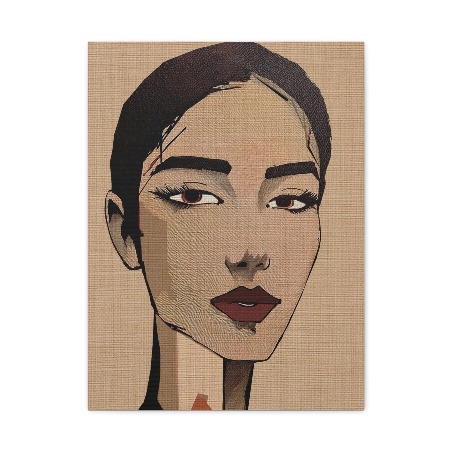 Abstract Woman Portrait Short Hair Don't Care Art Print - Matte Canvas, Stretched, 1.25"