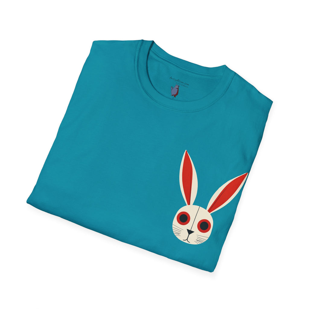 Midwest Modern Pop Iconic Bunny Head  - 100% Cotton Graphic Tee - animal lovers, bunny, rabbit, red, white