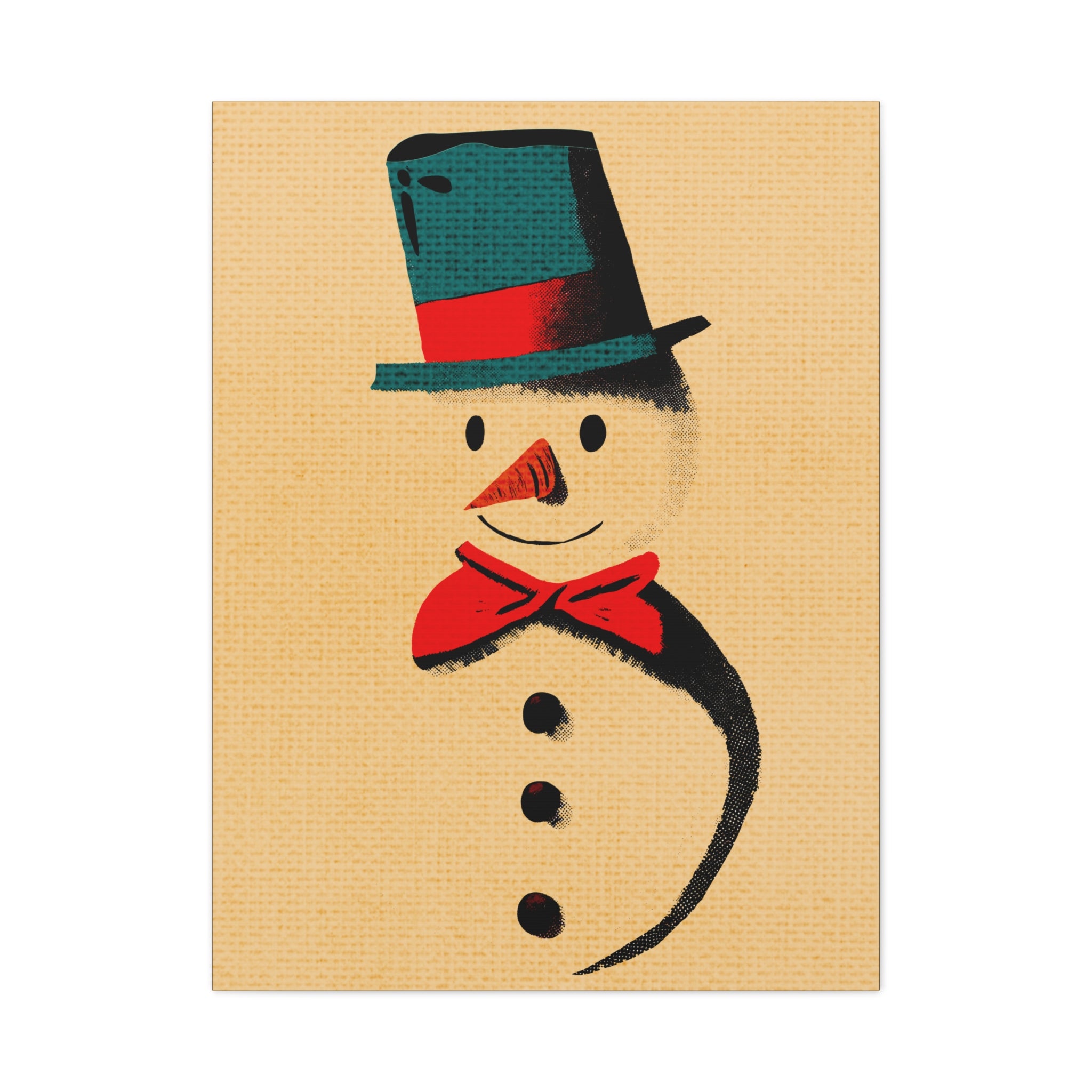 Midwest Mod Holiday Christmas Retro Inspired Snowman Print- Matte Canvas, Stretched, 1.25", holiday decor, Christmas, snowman