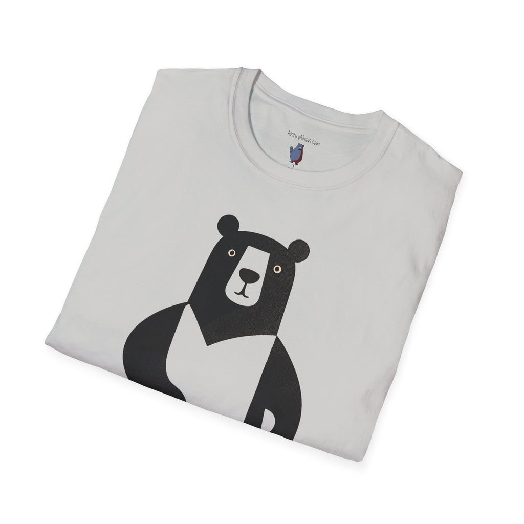 Mod and Retro Transparent Belly Bear Graphic Art Tee - 100% Cotton T-Shirt