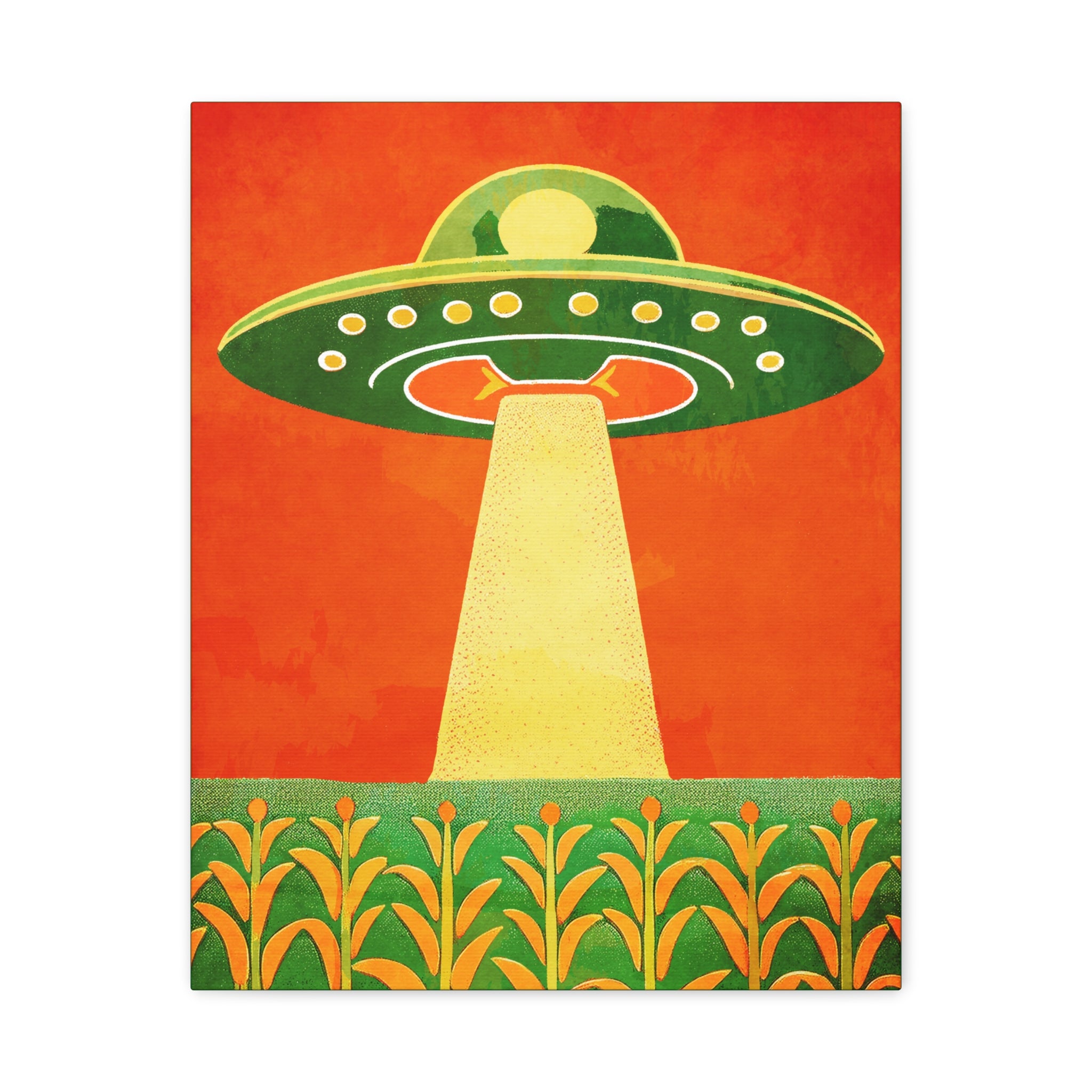 Midwest Modern UFO and Corn Art Print - Matte Canvas, Stretched, 1.25"
