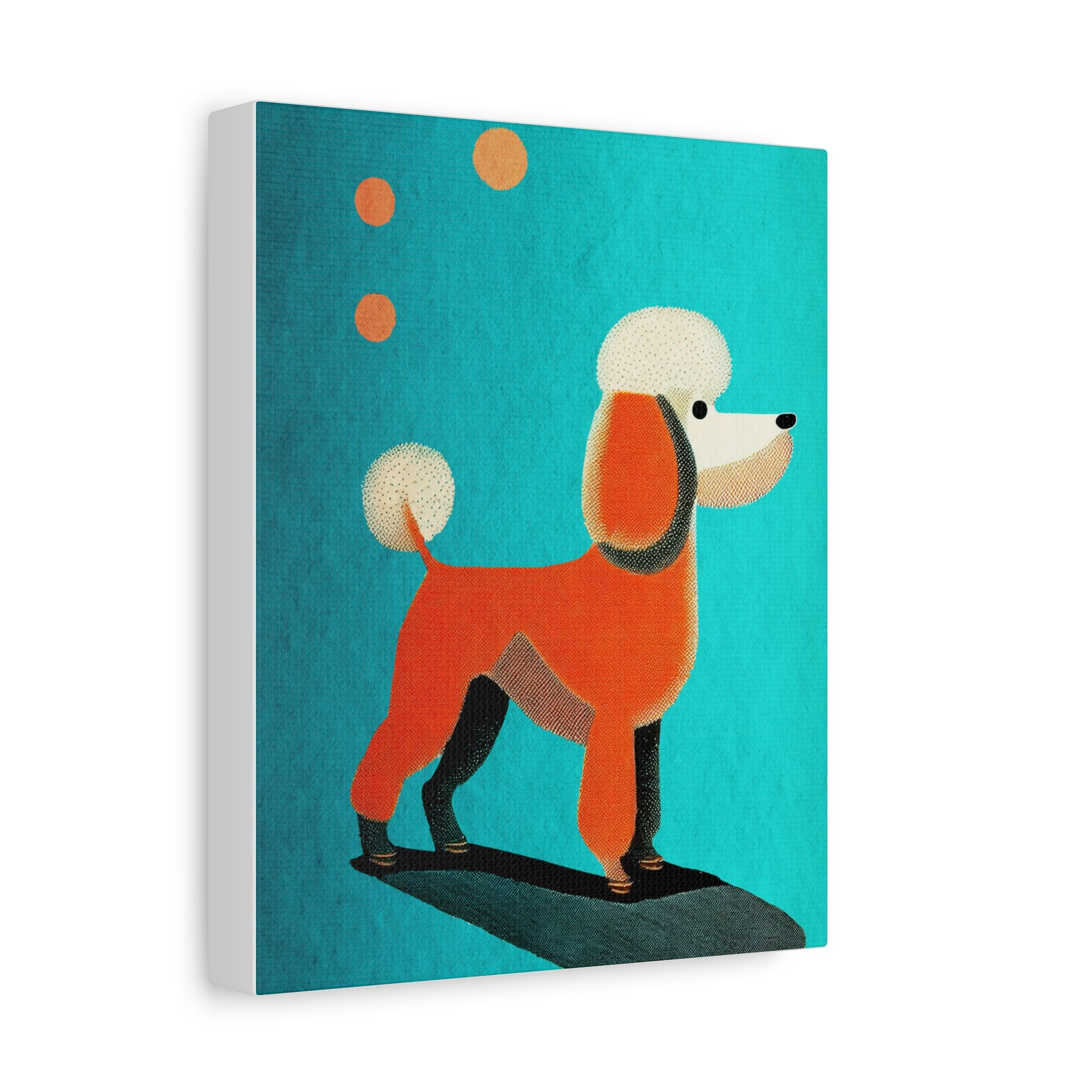 Midwest Modern Orange Polka Dot Poodle Art Print - Matte Canvas, Stretched, 1.25"