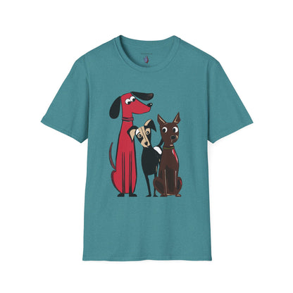 Retro Dog Trio Graphic Art - 100% Cotton T-Shirt