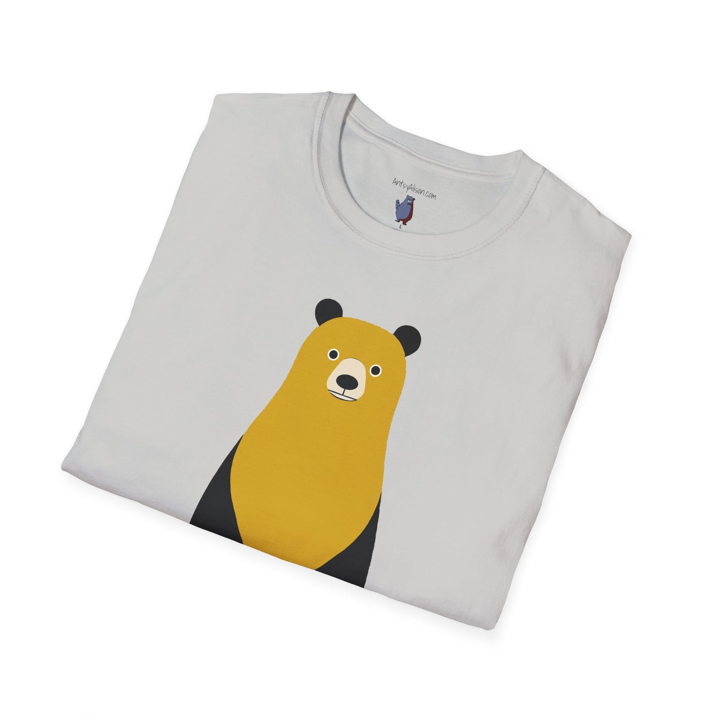 Nesting Yellow and Black Bear Graphic Art - 100% Cotton T-Shirt