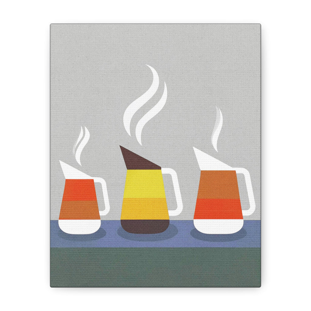 Danish Modern Inspired Coffee Pot Graphic Art Print - Matte Canvas, Stretched, 1.25"