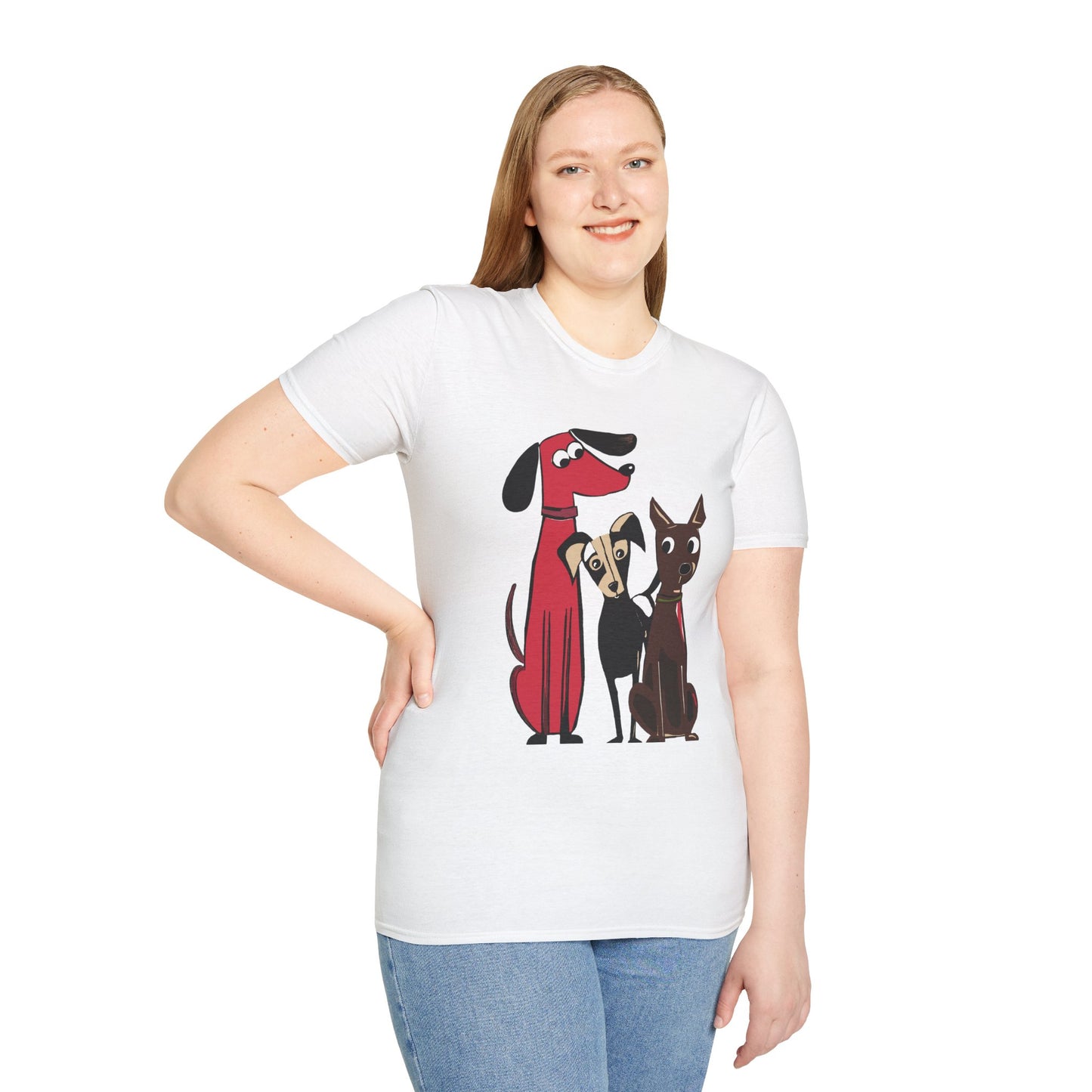 Retro Dog Trio Graphic Art - 100% Cotton T-Shirt