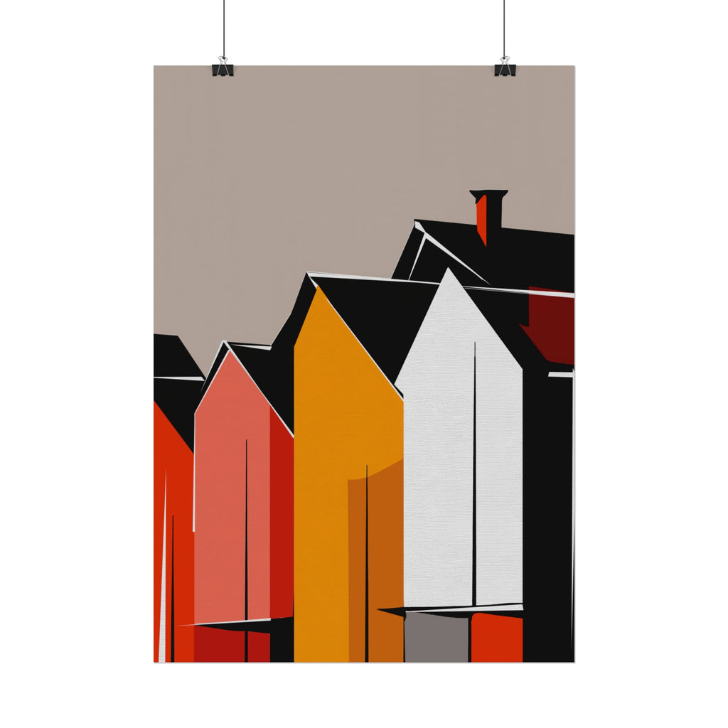 Mid Century Modern Inspired Houses Homes Art Print Rolled Poster | Wall Art, Midwest Mod, Prairie, Architecture