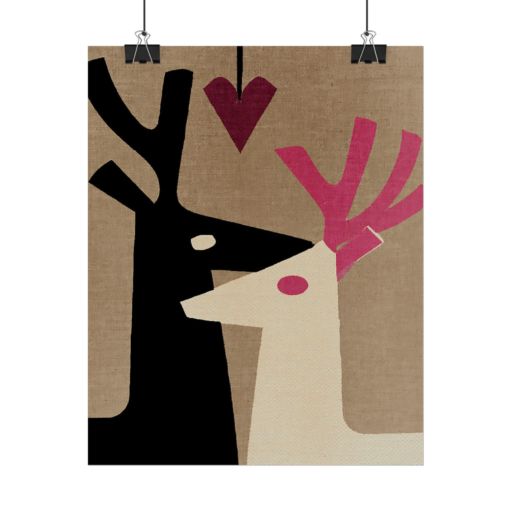 Animal Love Print Reindeer Only Rolled Poster - Animals, Deer, Reindeer, Buck, Valentines Day, Nature, Love