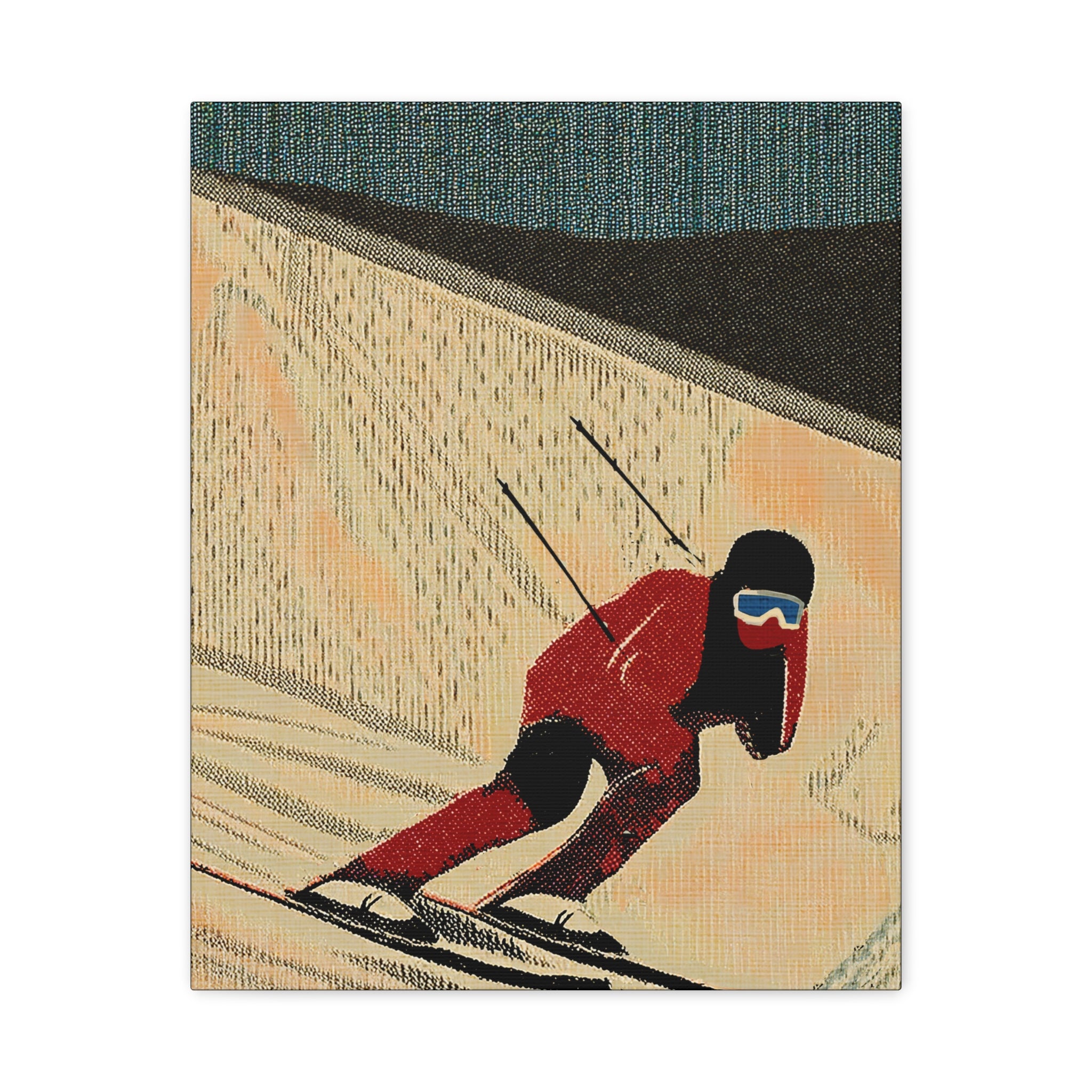 Midwest Mod Seasonal Winter Art Print Downhill Skier - Matte Canvas, Stretched, 1.25"