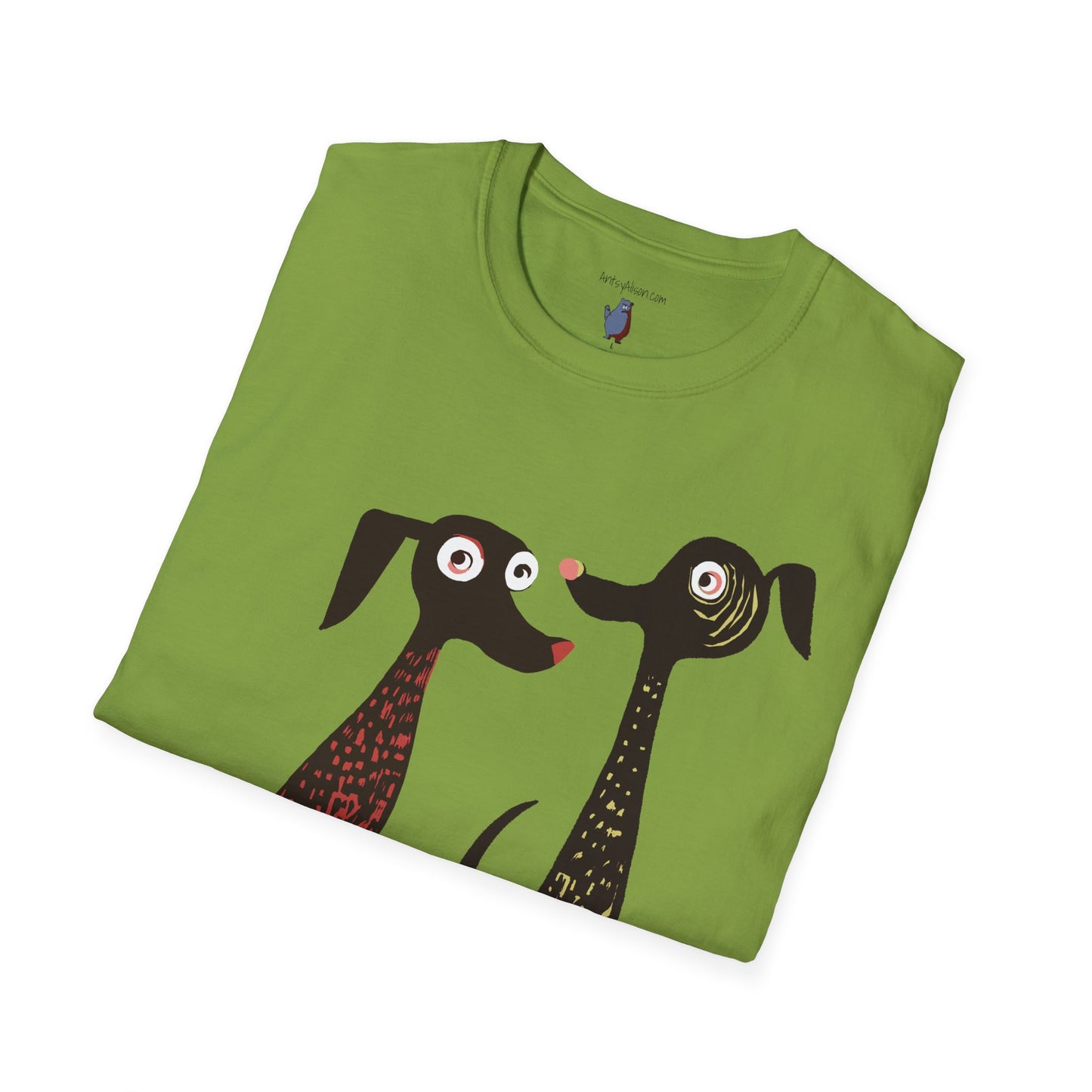 Retro Dog Duo Graphic Art - 100% Cotton T-Shirt