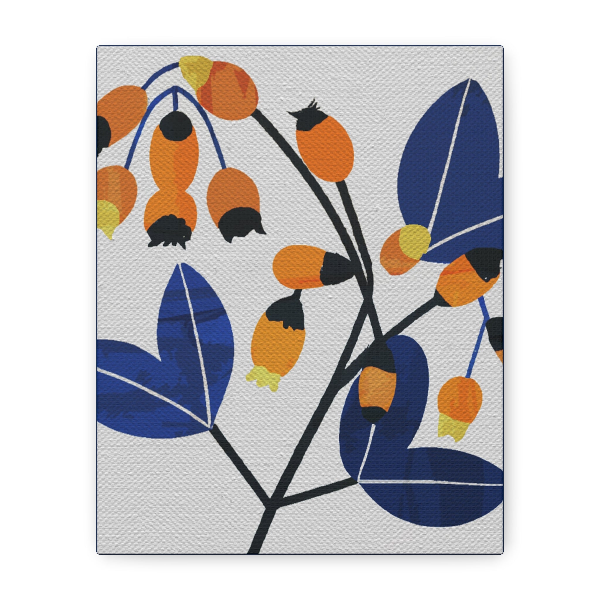 Midwest Modern Abstract Bittersweet Spring Berries Print - Matte Canvas, Stretched, 1.25" -  home decor, wall art, nature, berries, spring