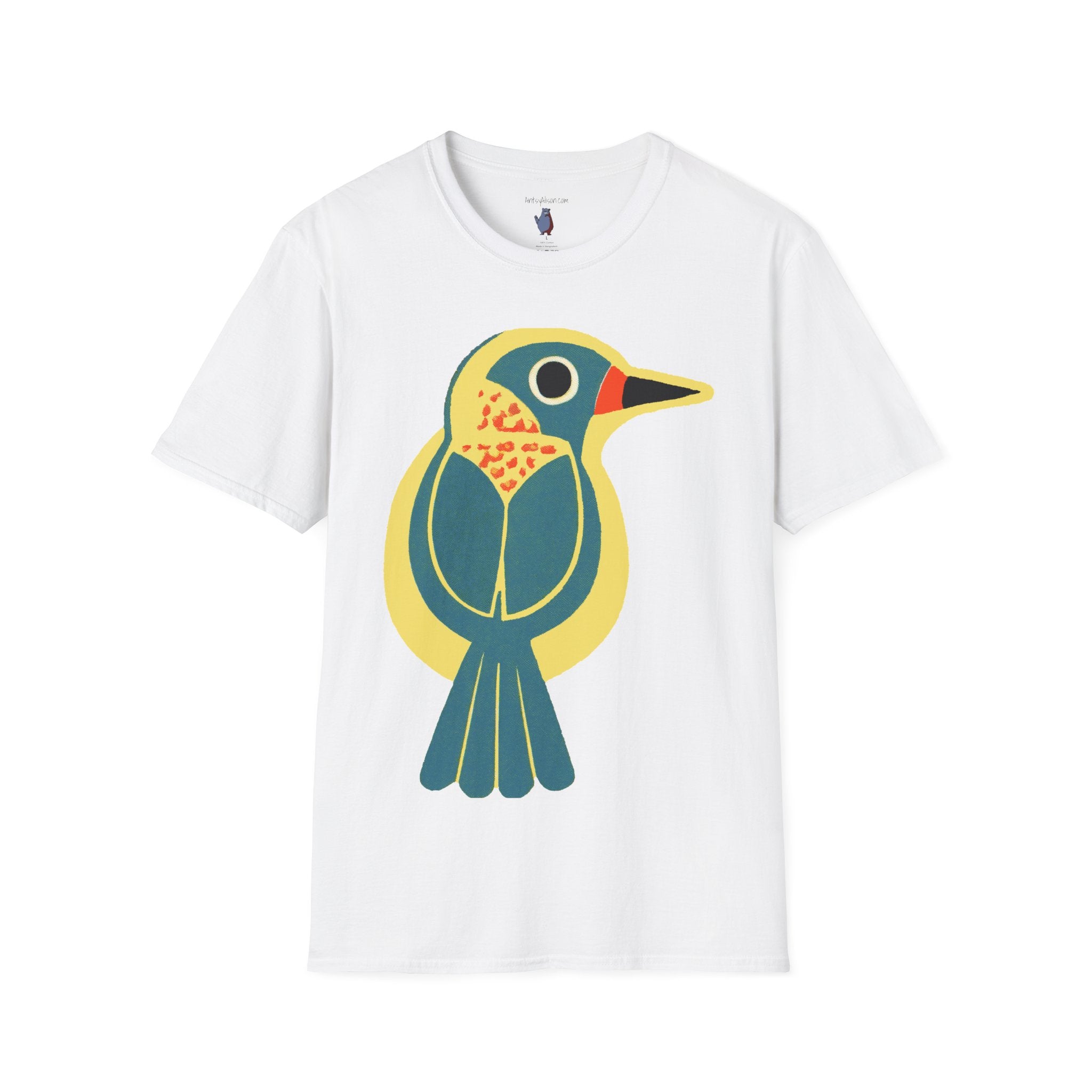 Retro BlueBird Graphic Art Tee - 100% Cotton T-Shirt