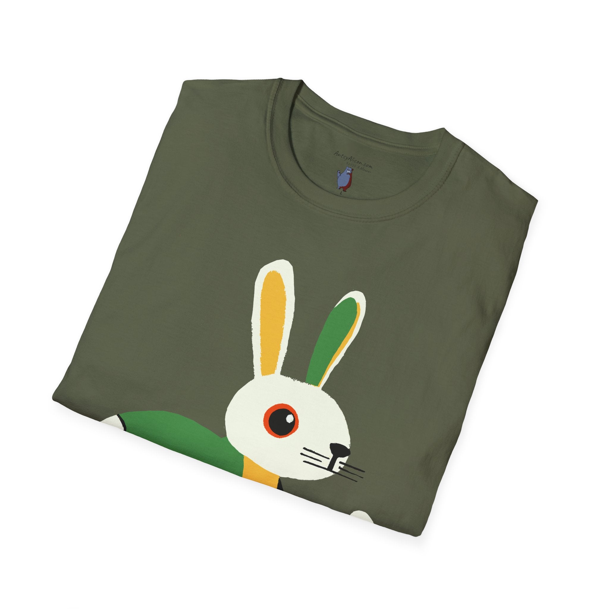 Midwest Modern Run Rabbit Run #1 - 100% Cotton Graphic Tee - animal lovers, rabbit, bunny, easter, spring