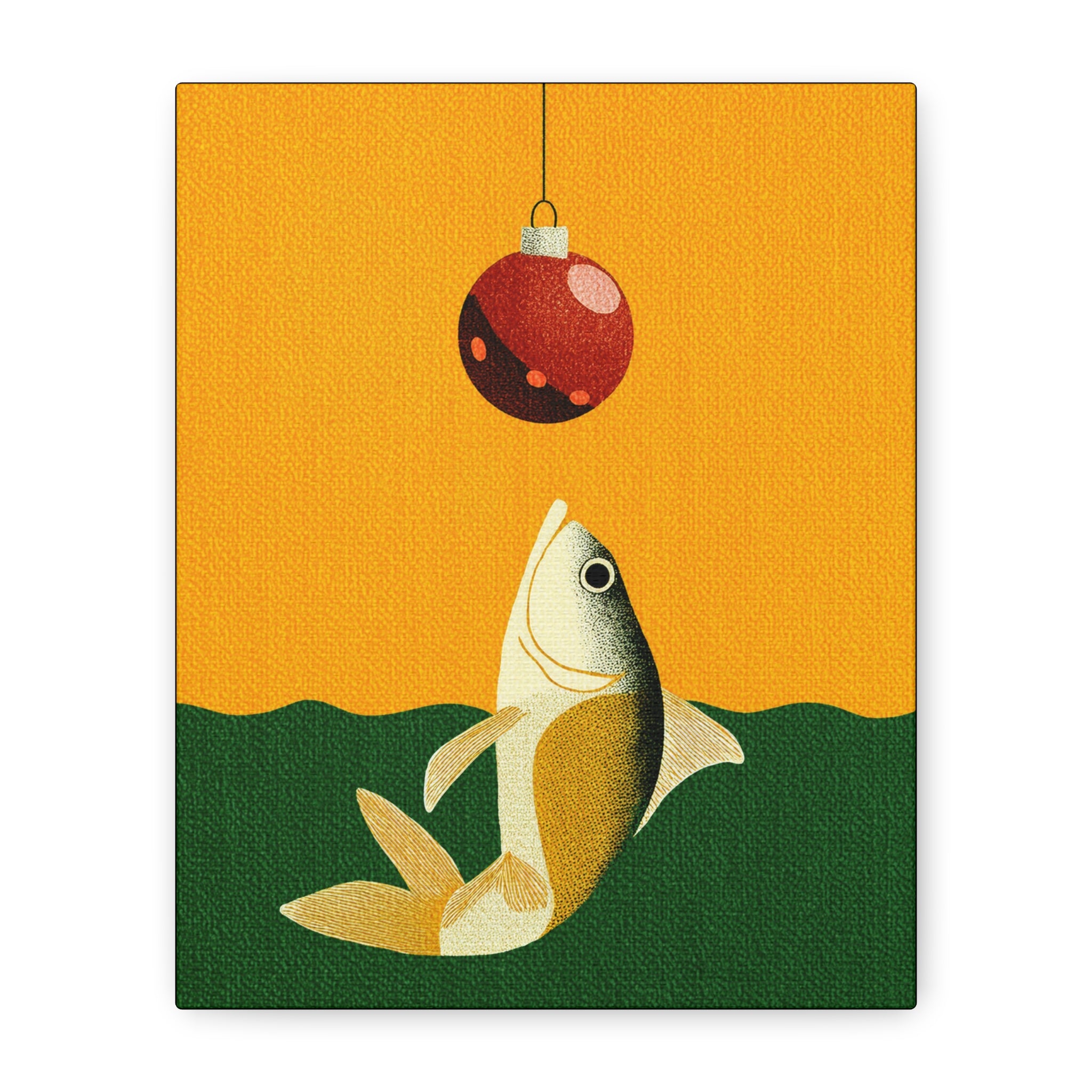 Midwest Mod Holiday Christmas Ornament Lure Fishing No. 1 Print- Matte Canvas, Stretched, 1.25", holiday decor, Christmas, fishing, lures