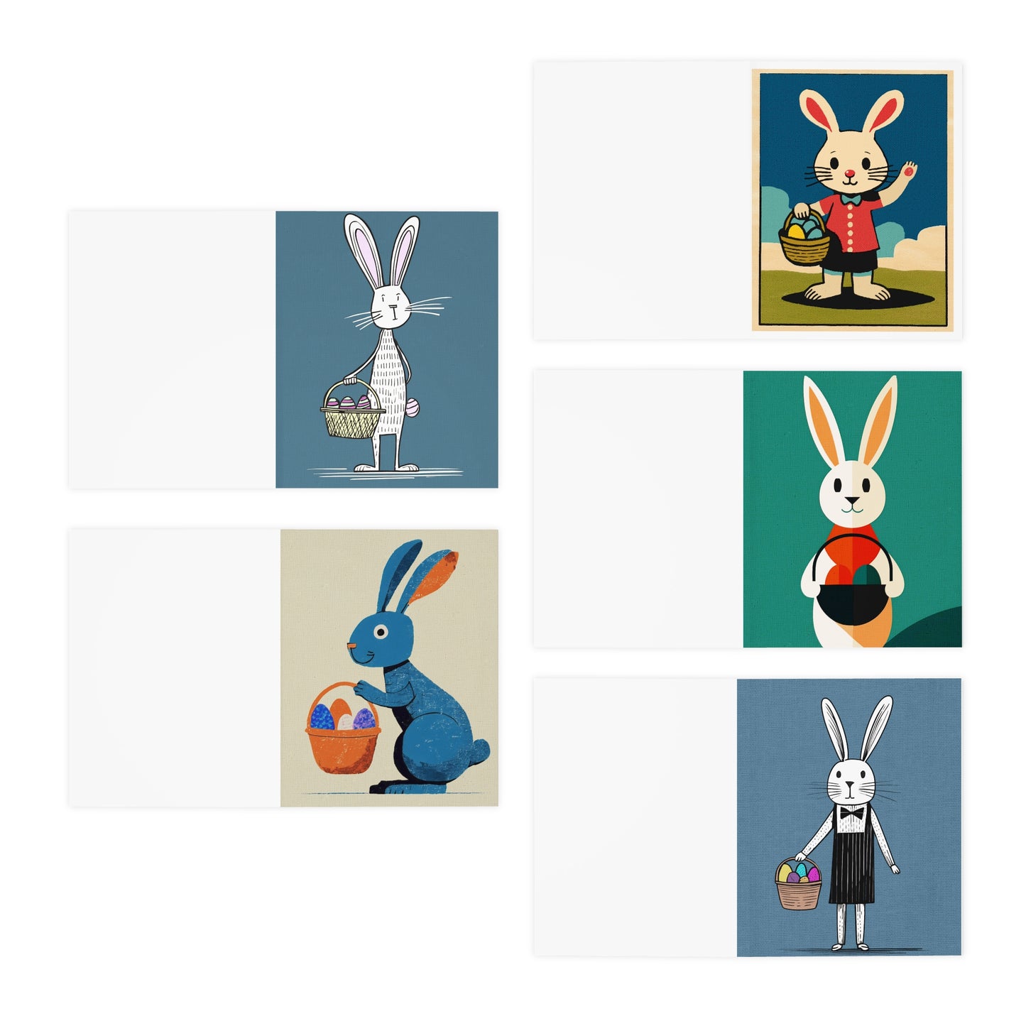 Multi-Design Springtime Easter Bunny Greeting Card (5-Pack) Number Two -  Holiday Collection