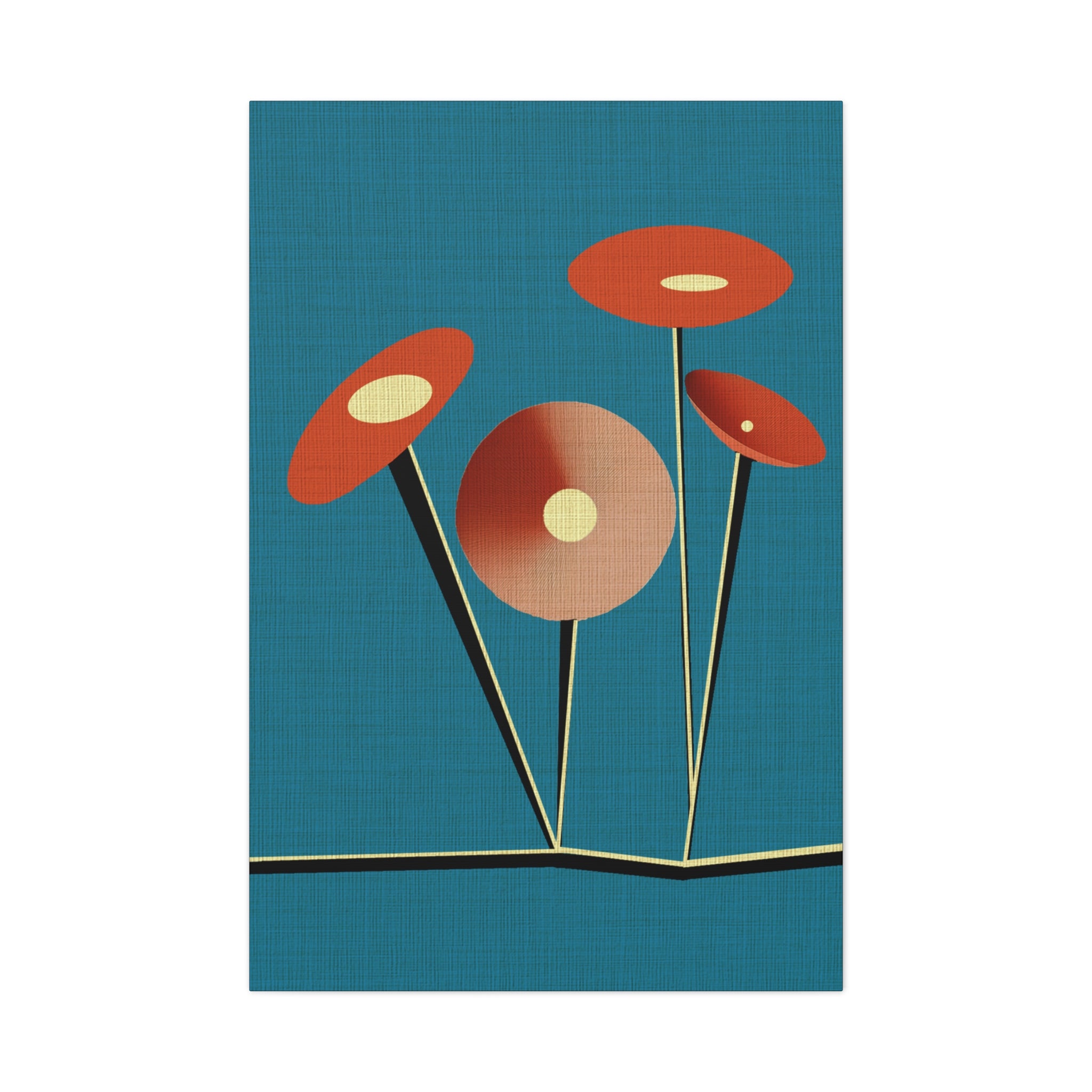 Midwest Modern Saucer Flowers in B - Matte Canvas, Stretched, 1.25"