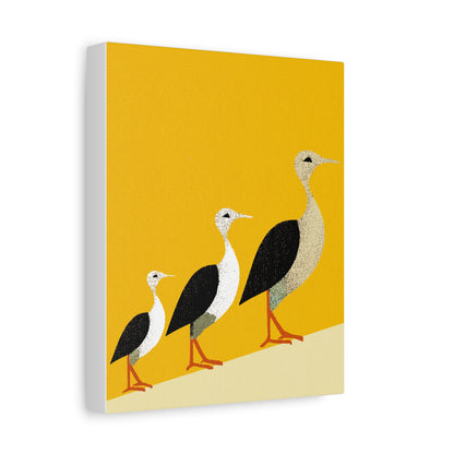 Three Birds in A Row Modern Graphic Art Print - Matte Canvas, Stretched, 1.25"