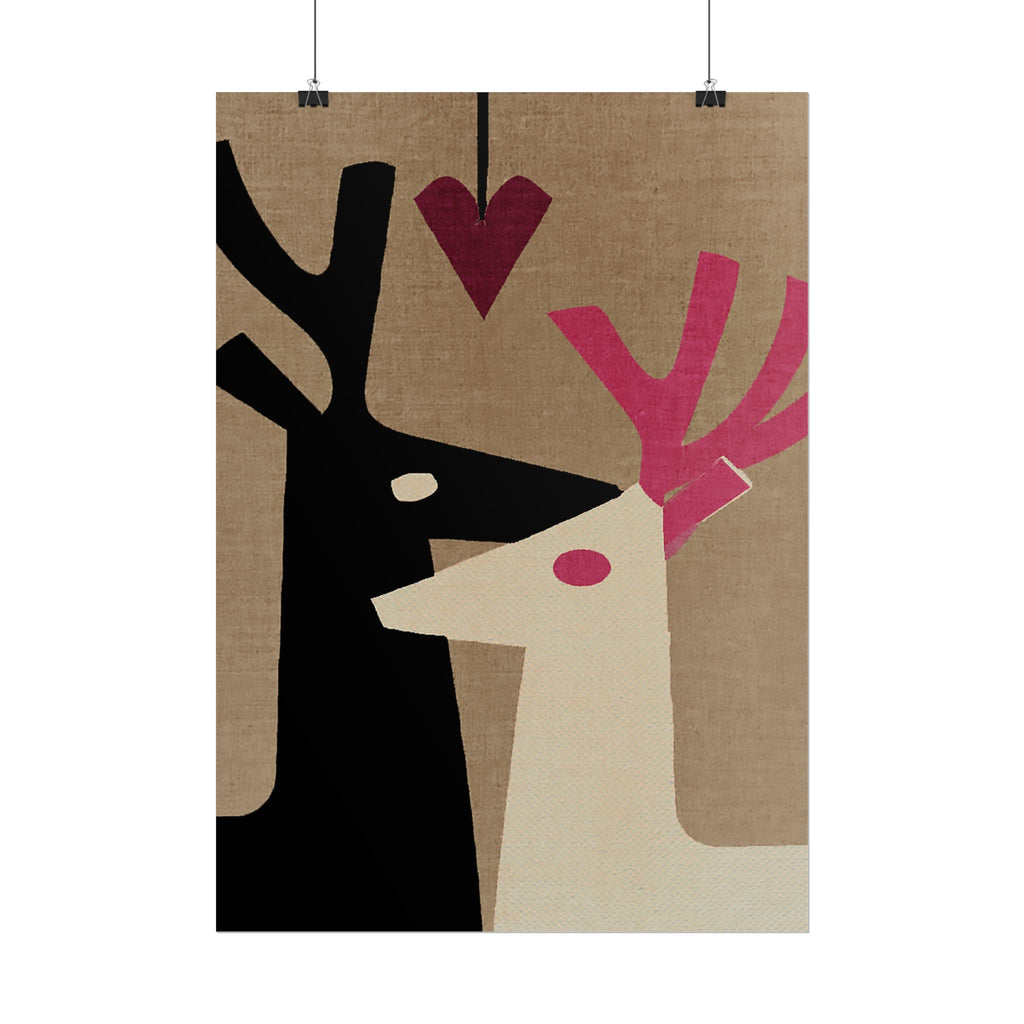 Animal Love Print Reindeer Only Rolled Poster - Animals, Deer, Reindeer, Buck, Valentines Day, Nature, Love