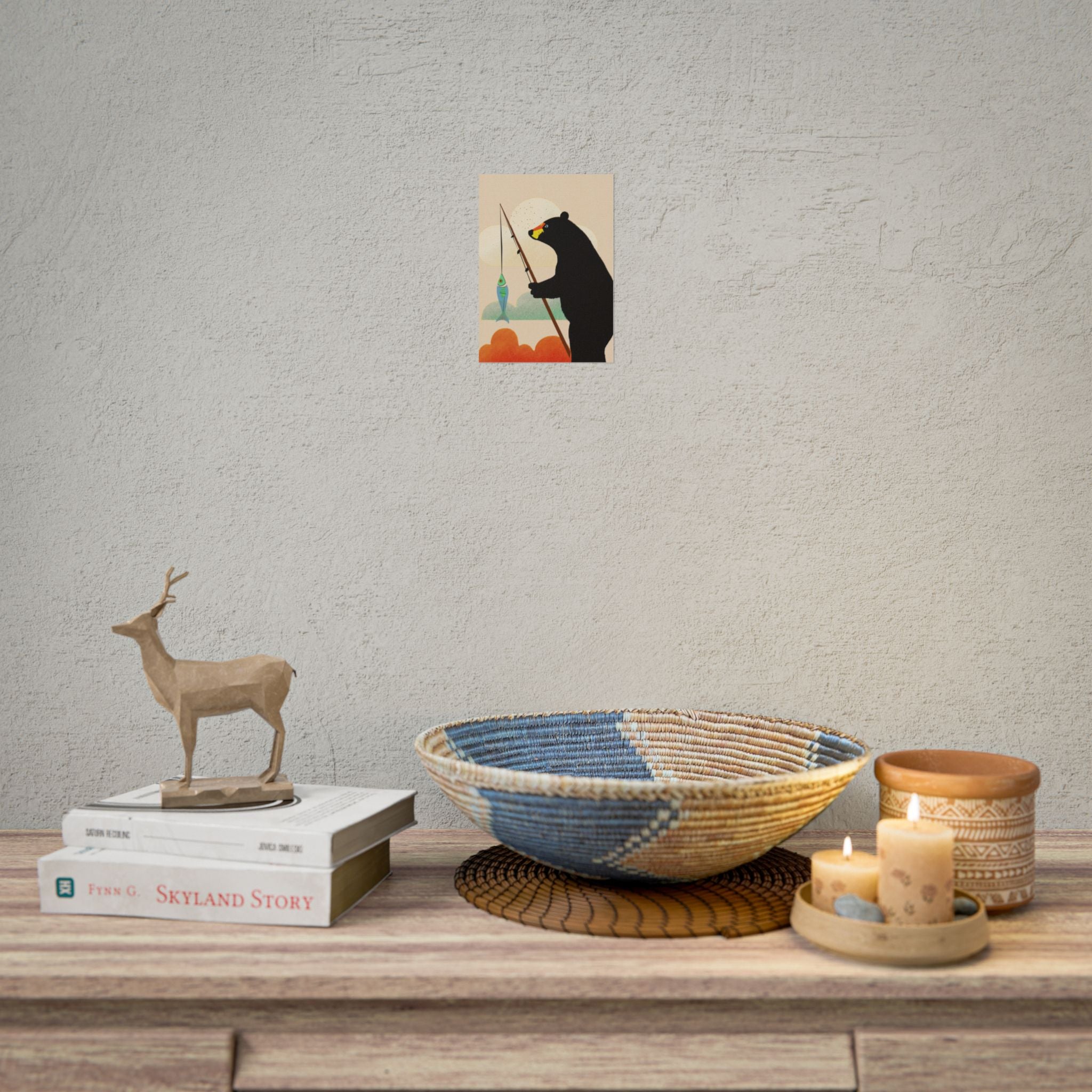 Fishing Bear with Catch Art Print Rolled Poster | Fishing, Bears