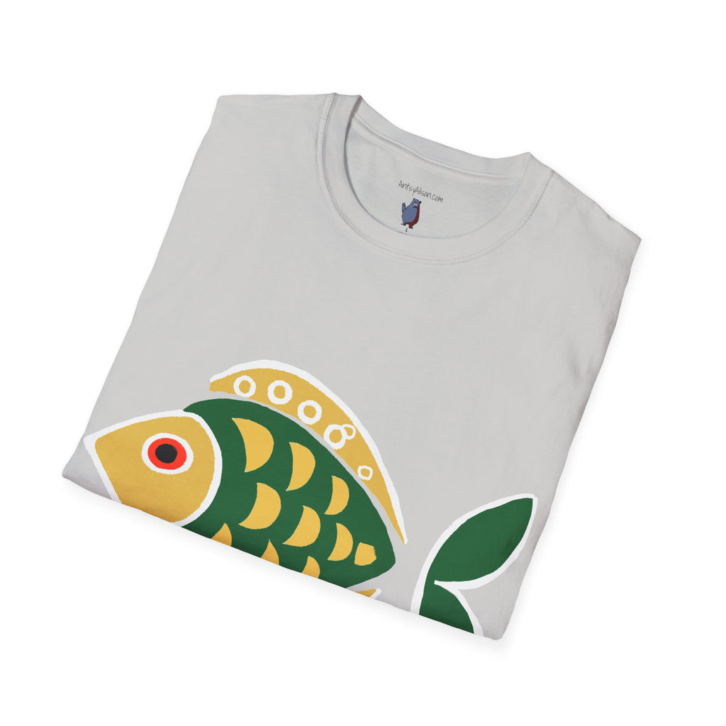 Retro Fish Graphic Art Tee - 100% Cotton T-Shirt