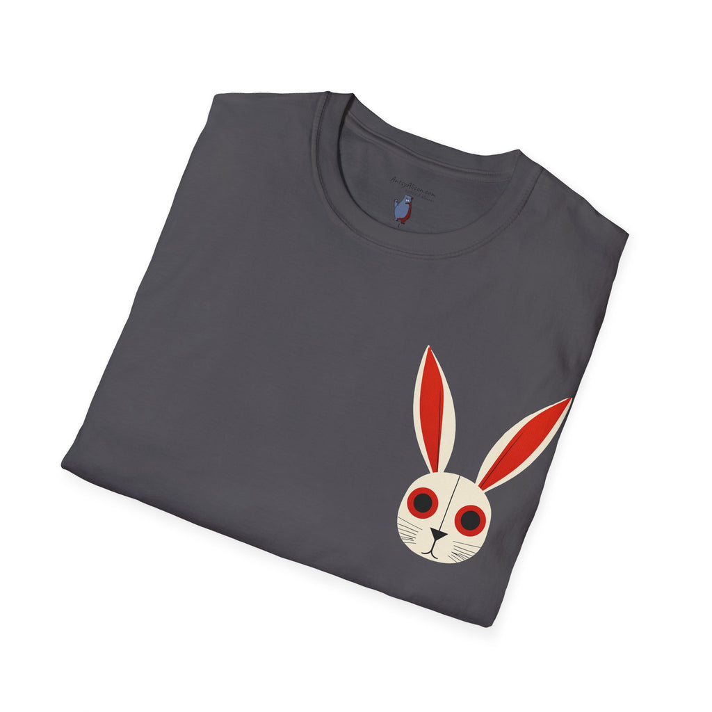 Midwest Modern Pop Iconic Bunny Head  - 100% Cotton Graphic Tee - animal lovers, bunny, rabbit, red, white