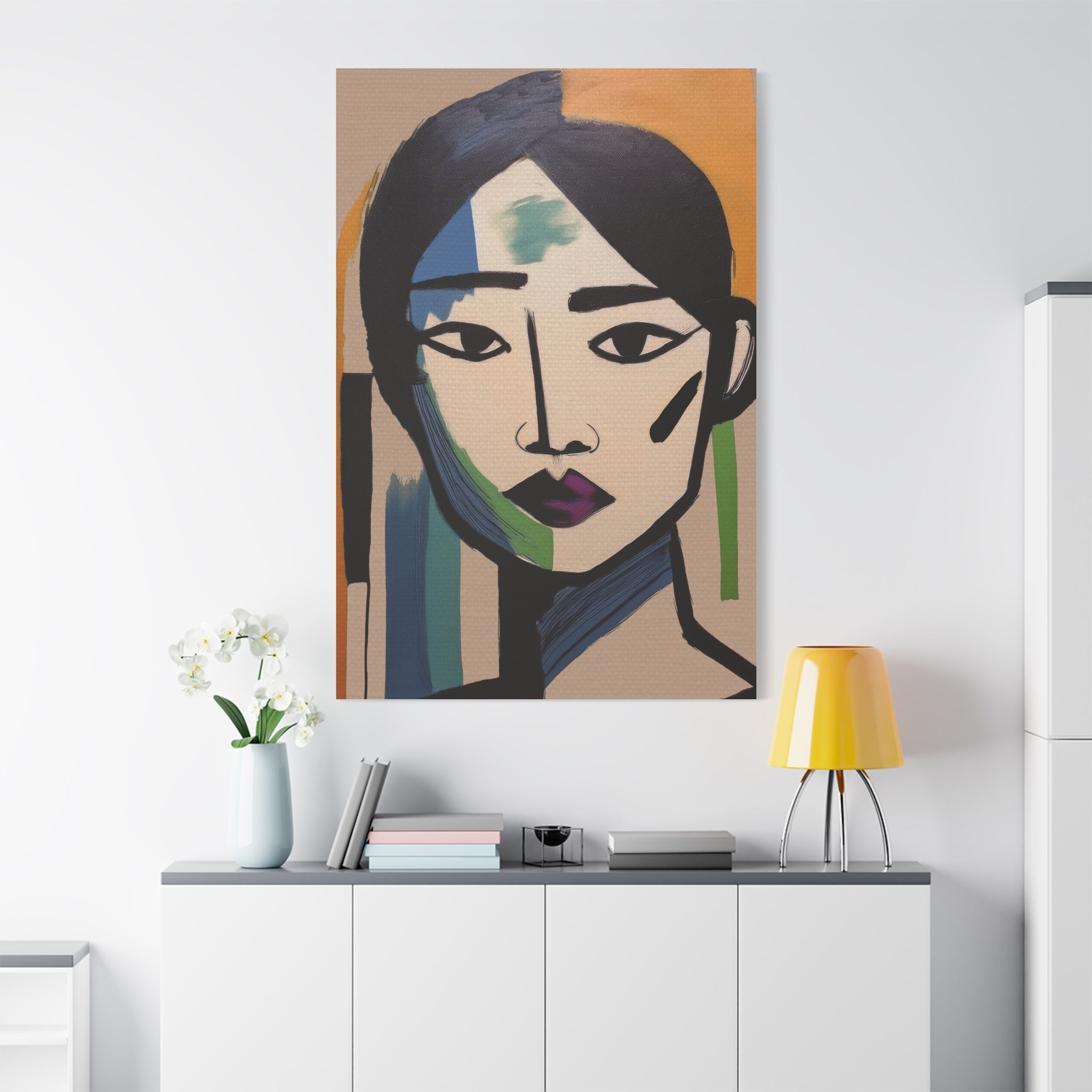 Abstract Warrior Woman Portrait Art Print - Matte Canvas, Stretched, 1.25"