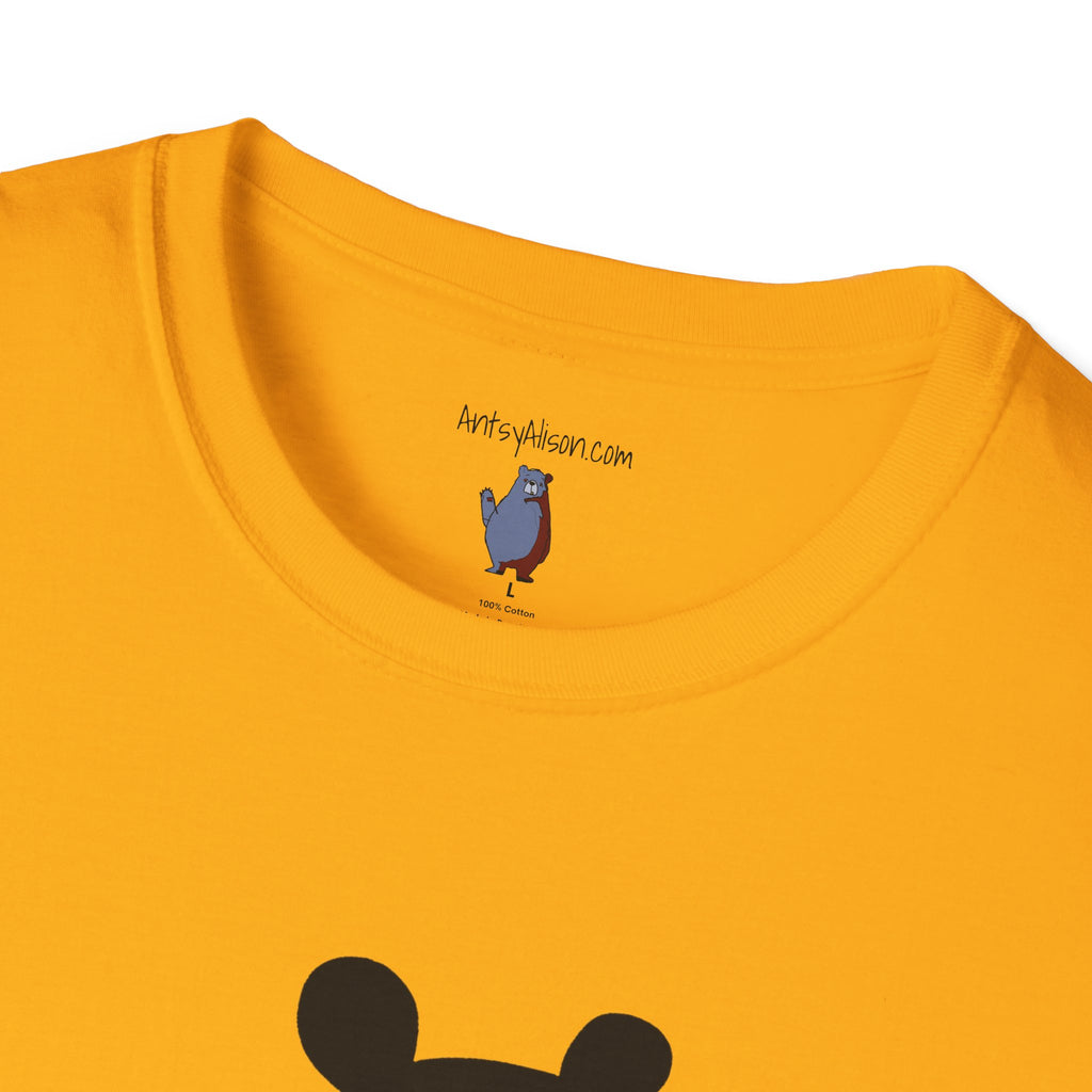 Mod Diamond Black Bear Graphic Art Tee - 100% Cotton T-Shirt