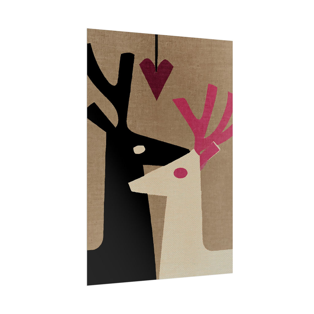 Animal Love Print Reindeer Only Rolled Poster - Animals, Deer, Reindeer, Buck, Valentines Day, Nature, Love