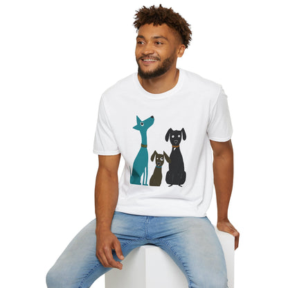 Retro Dog Trio #2 Graphic Art - 100% Cotton T-Shirt