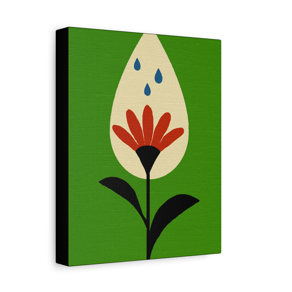 Midwest Modern FlowerDrop #2 Print - Matte Canvas, Stretched, 1.25" -  home decor, wall art, nature, floral, rain, seedling