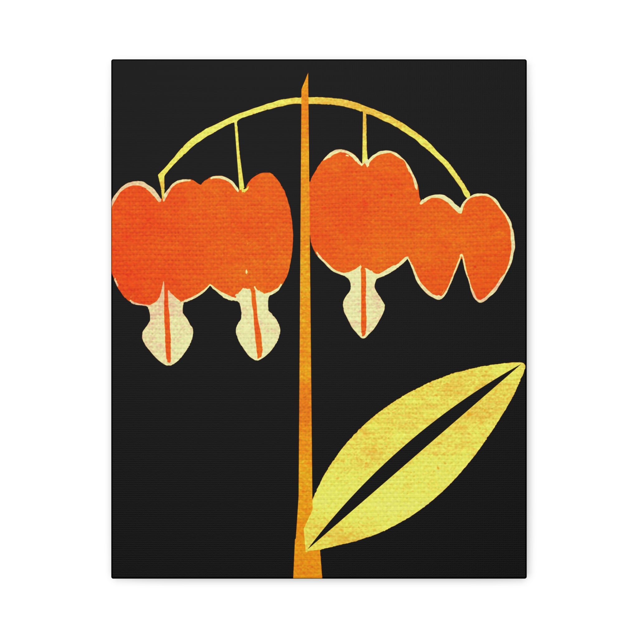 Midwest Modern Abstract Bleeding Heart Plant Print - Matte Canvas, Stretched, 1.25"