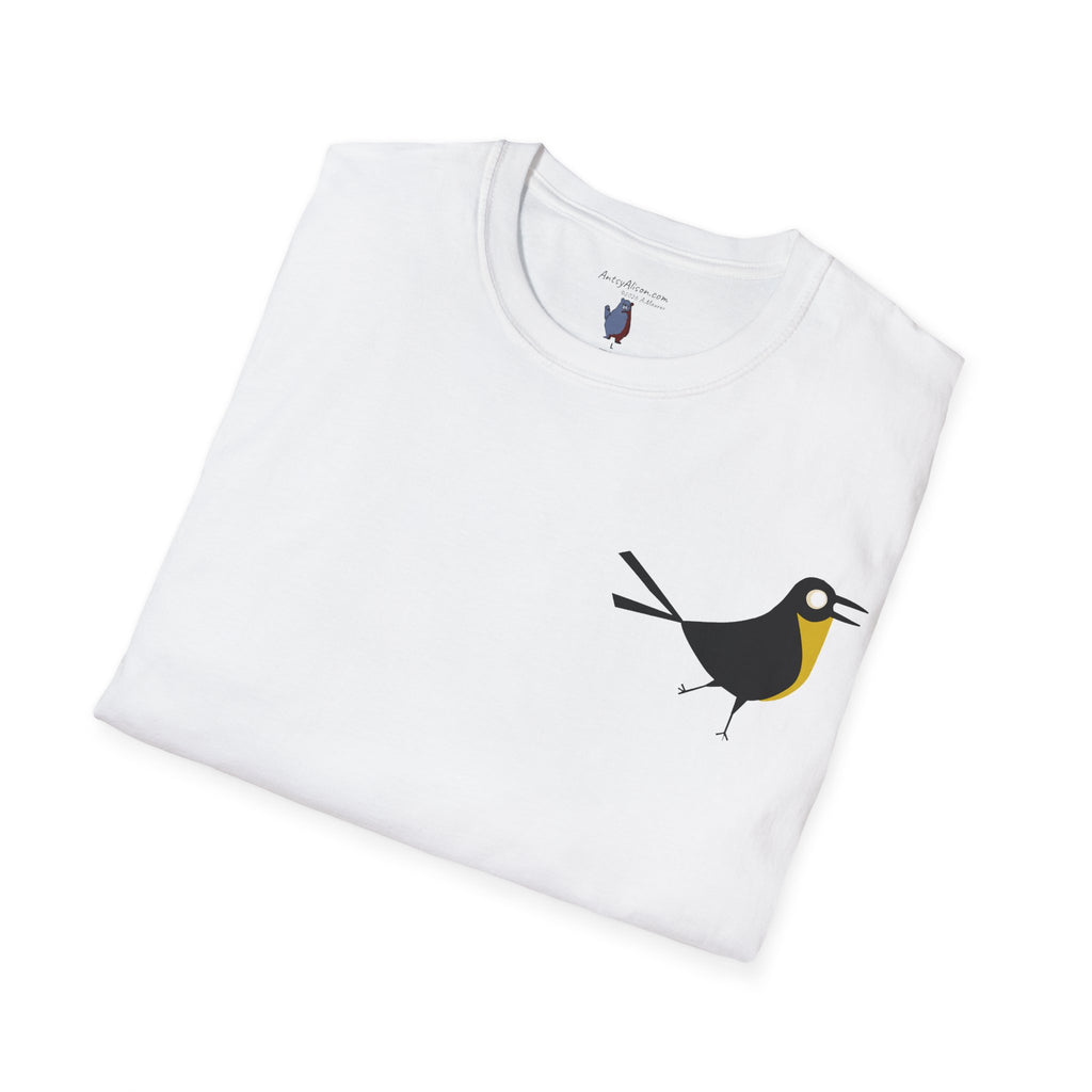 Midwest Modern Pop Icon Happy Bird - 100% Cotton Graphic Tee - animal lovers, bird, mood, happy, aviary