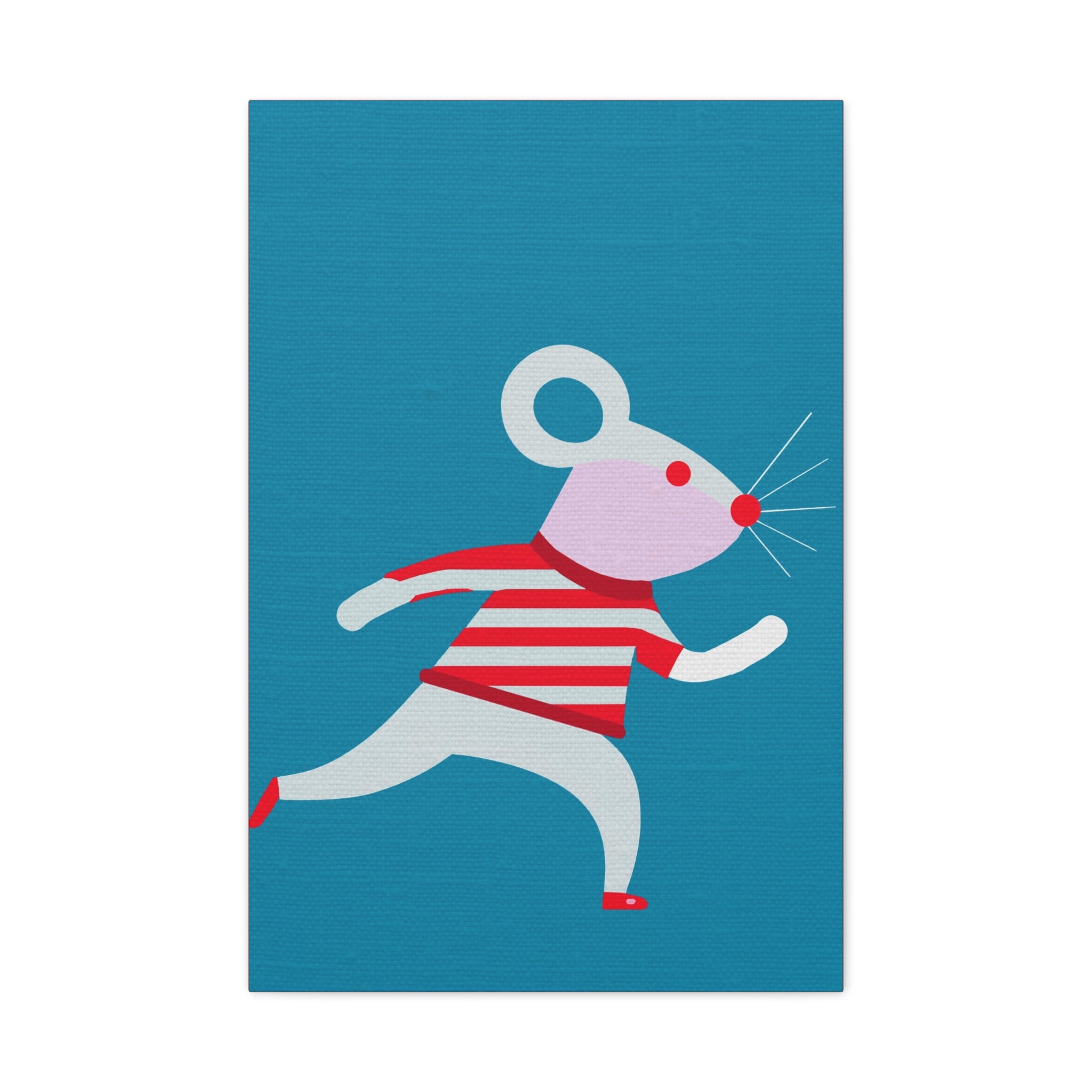 Midwest Modern Running Mouse Print - Matte Canvas, Stretched, 1.25" - nursery, wall decor, fun art, stripes, bold, kids decor