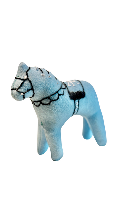 One of a Kind Embroidered Dala Horse Art Textile Plush Decor