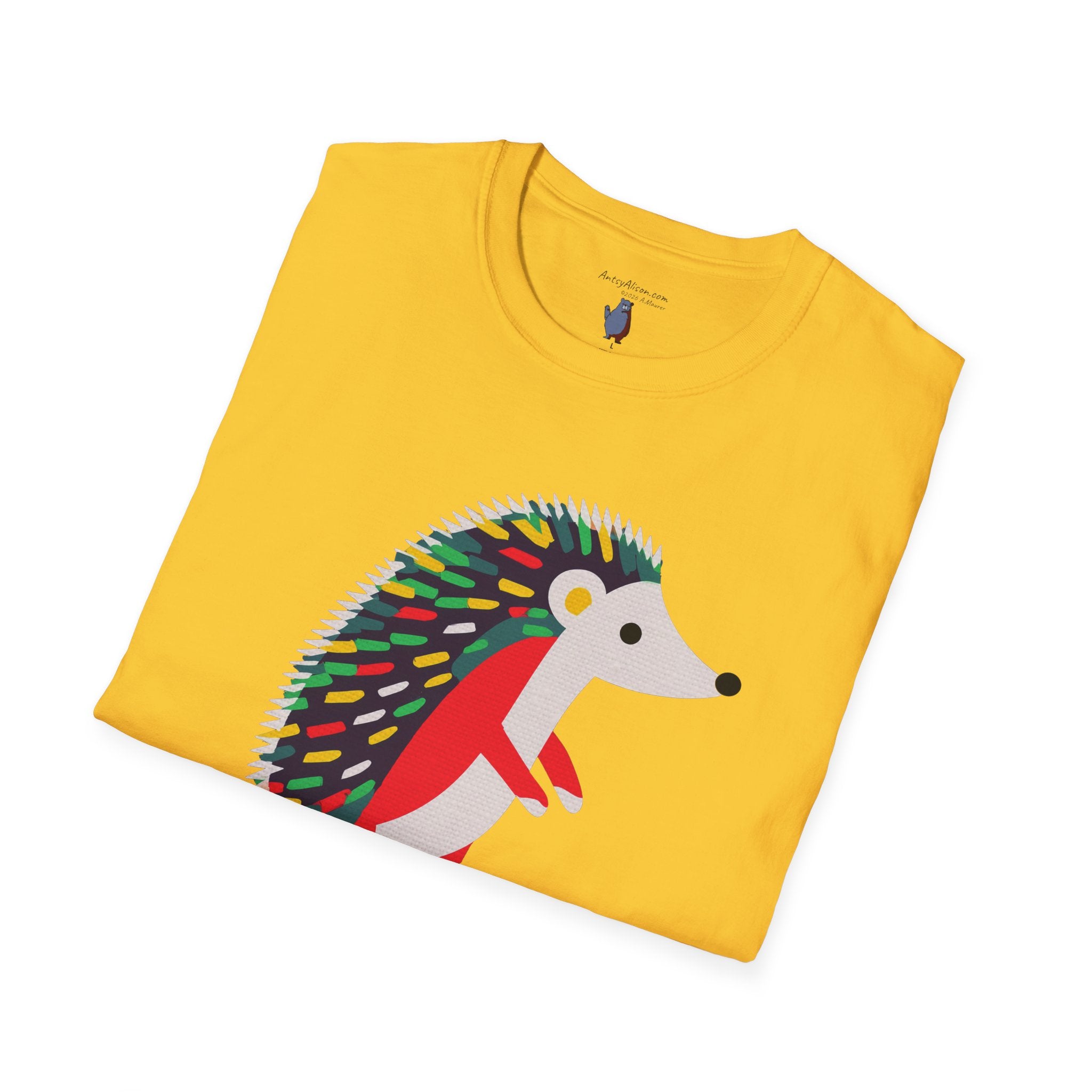 Midwest Modern Pop Icon Cutest Little Hedgehog - 100% Cotton Graphic Tee - animal lovers, cute, hedgehog, red