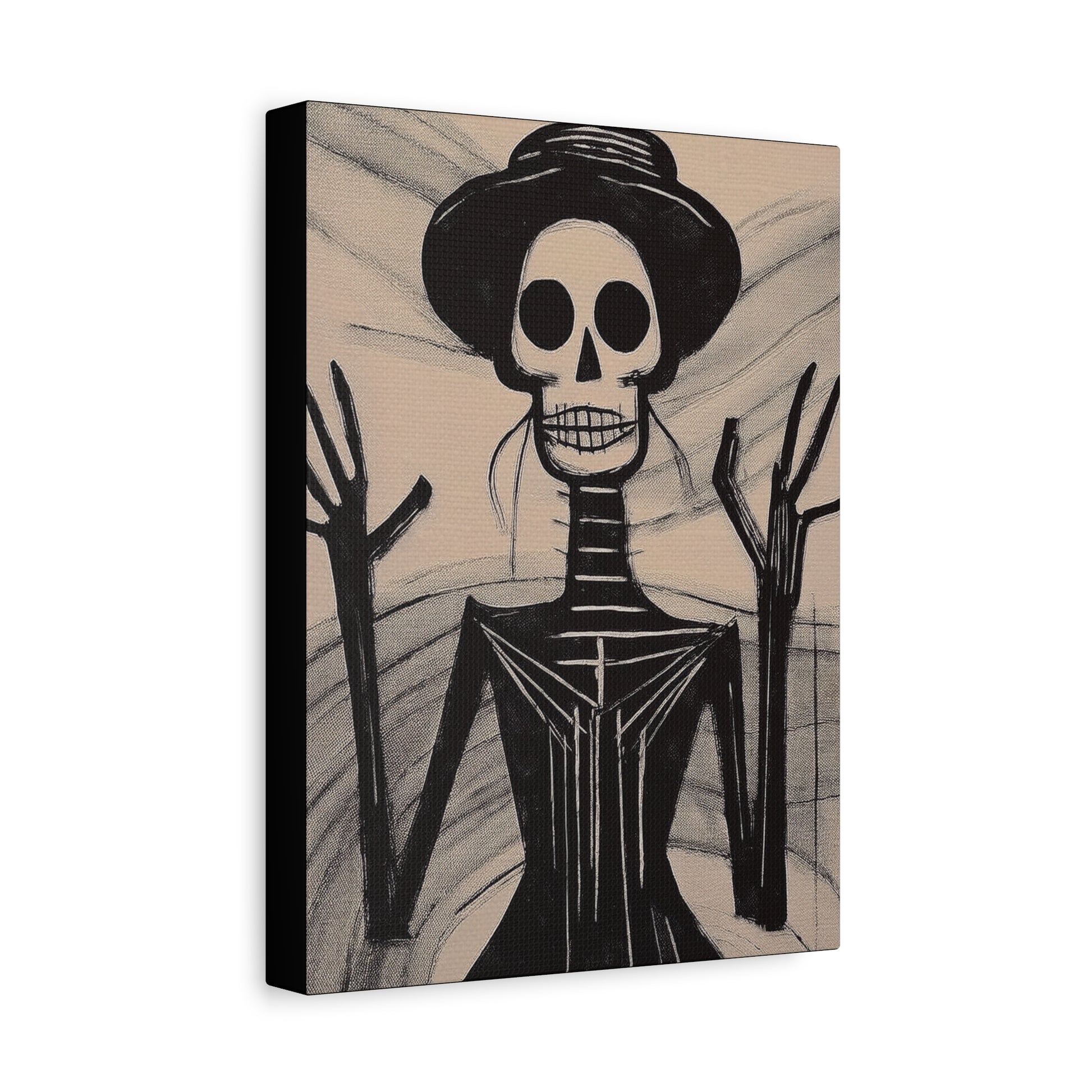 Put Your Hands Where I Can See Them Skeleton Art Print  - Matte Canvas, Stretched, 1.25"