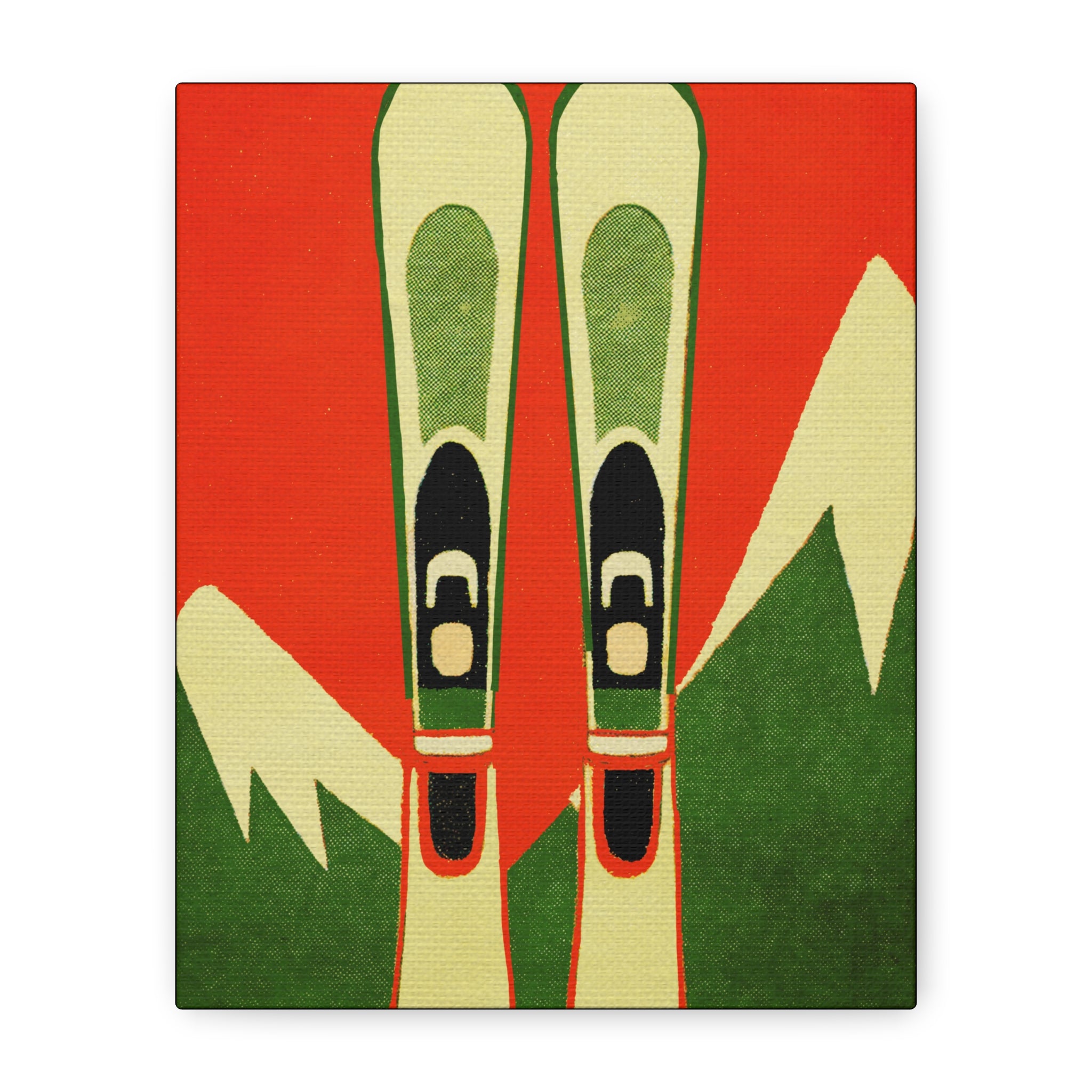 Midwest Modern Icon Pop Retro Winter Skis Print - Matte Canvas, Stretched, 1.25"