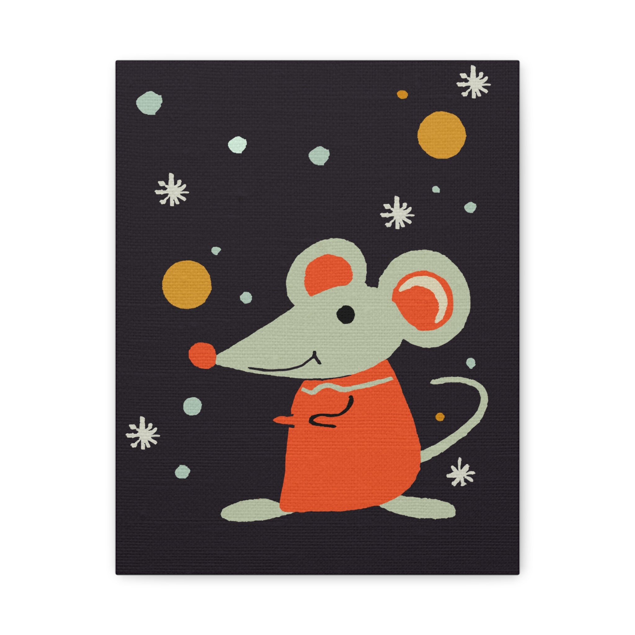 Midwest Mod Seasonal Winter Art Print Mouse in the Snow - Matte Canvas, Stretched, 1.25"