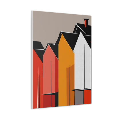 Mid Century Modern Inspired Houses Homes Art Print Canvas Gallery Wrap