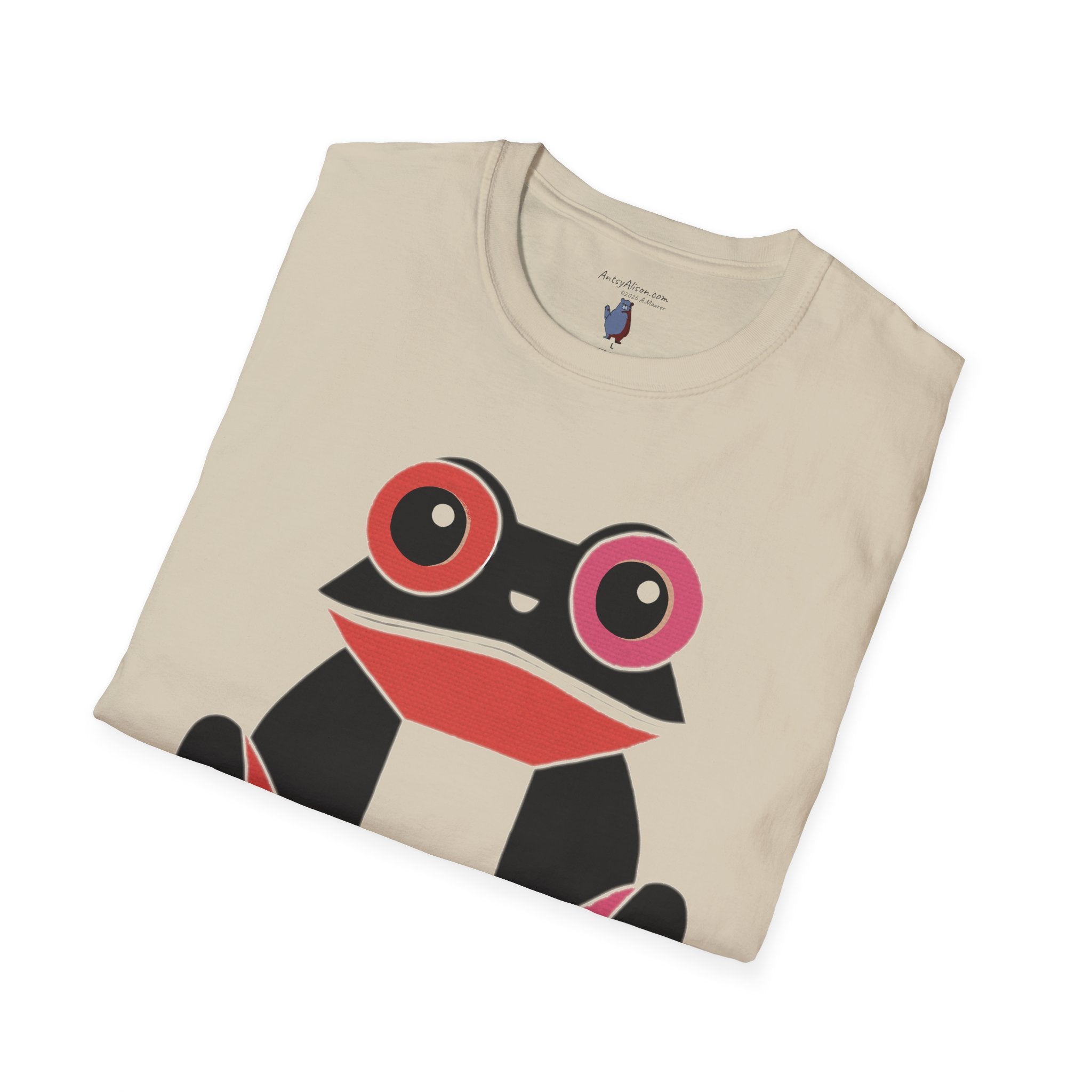 Midwest Modern Pop Iconic Blank and Pink Frog - 100% Cotton Graphic Tee - animal lovers, frogs, amphibians, black, pink