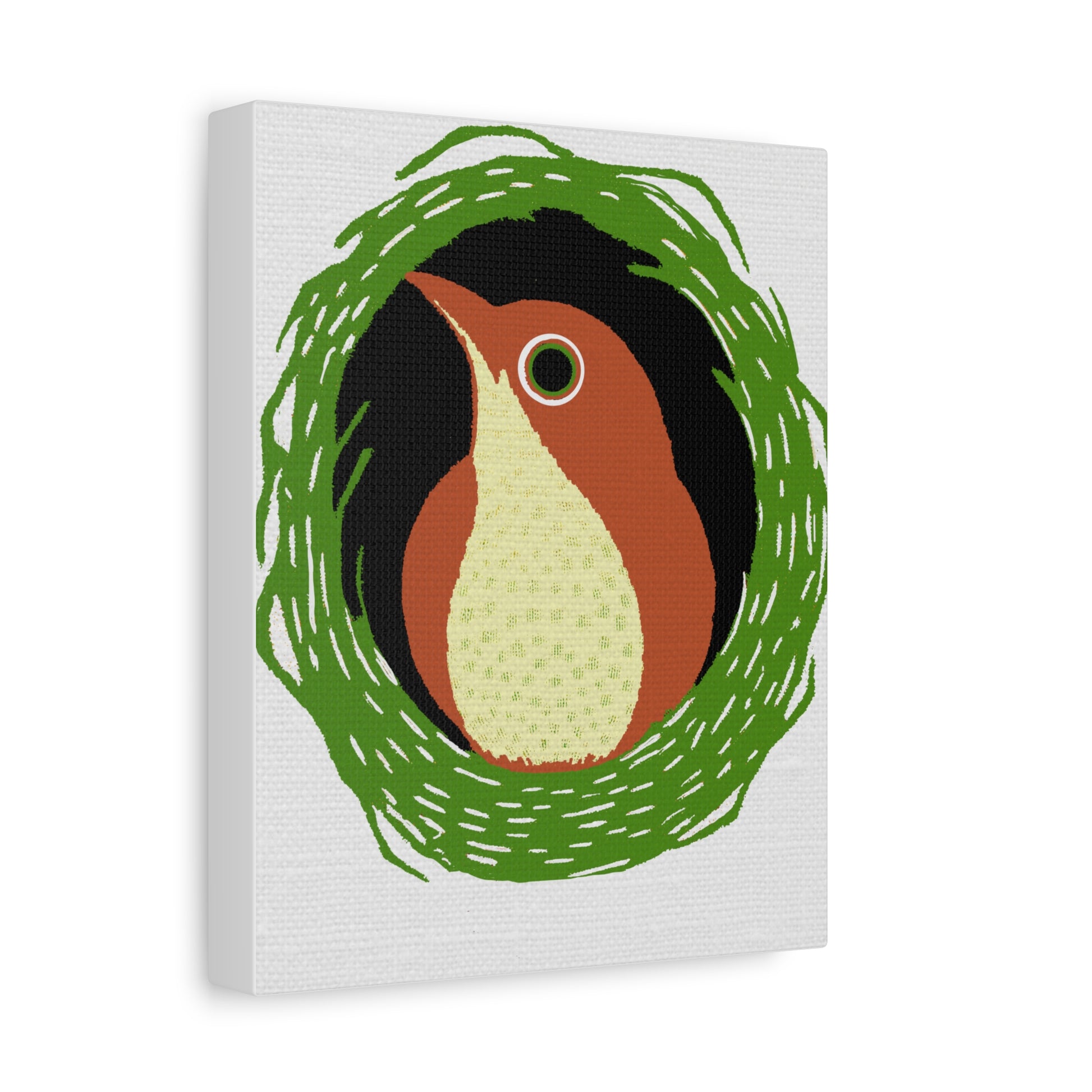 Midwest Mod Wren Tucked In Art Print  - Matte Canvas, Stretched, 1.25"