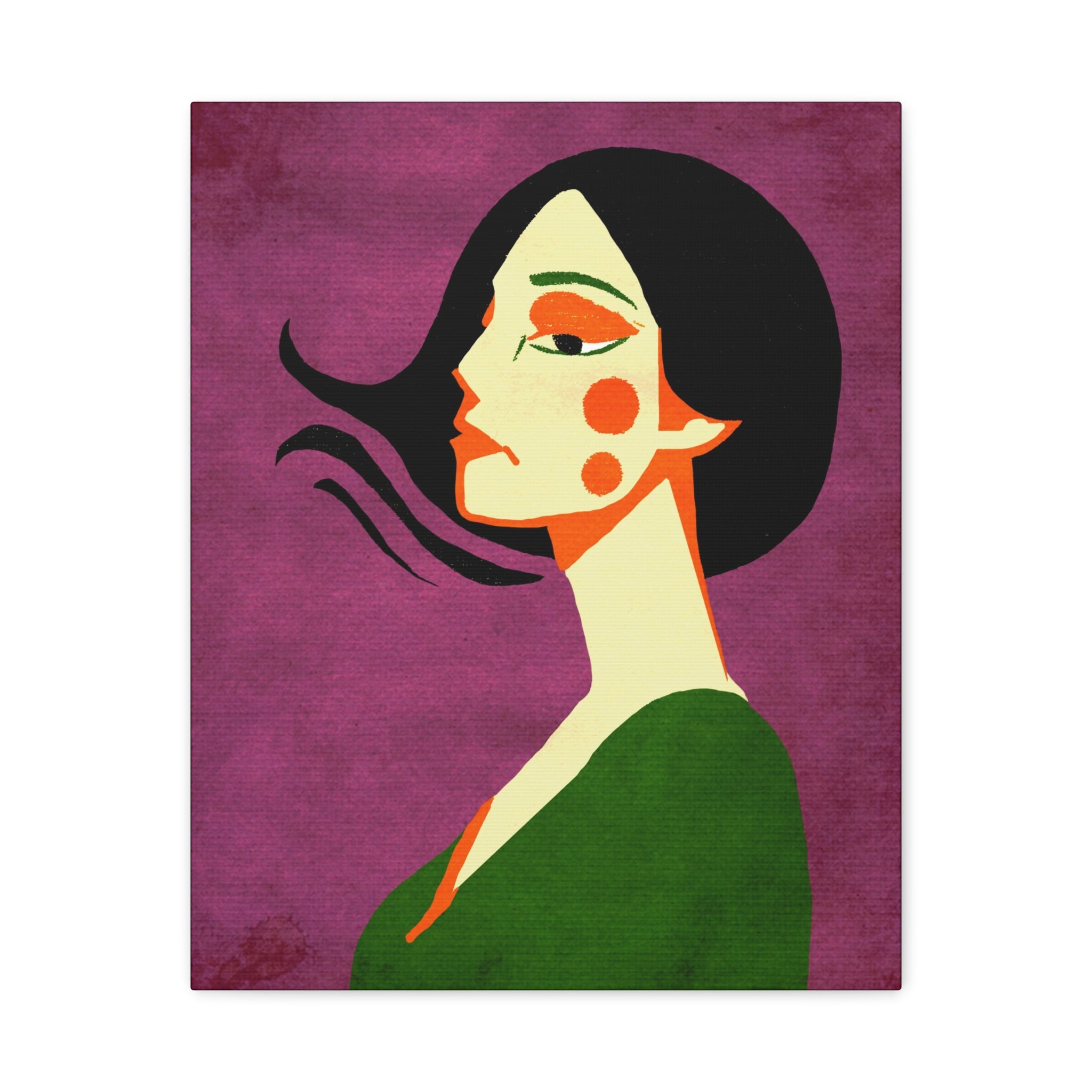 Midwest Modern Pop Art Girl Portrait No. 3 Print - Matte Canvas, Stretched, 1.25" -  home decor, wall art, portrait, woman