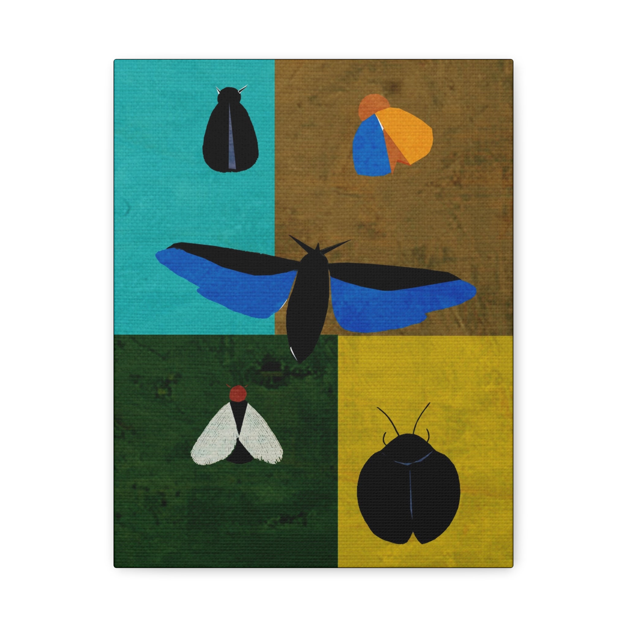 Midwest Modern Insects Grid Print - Matte Canvas, Stretched, 1.25" - insects, moths, bugs, modern, abstract
