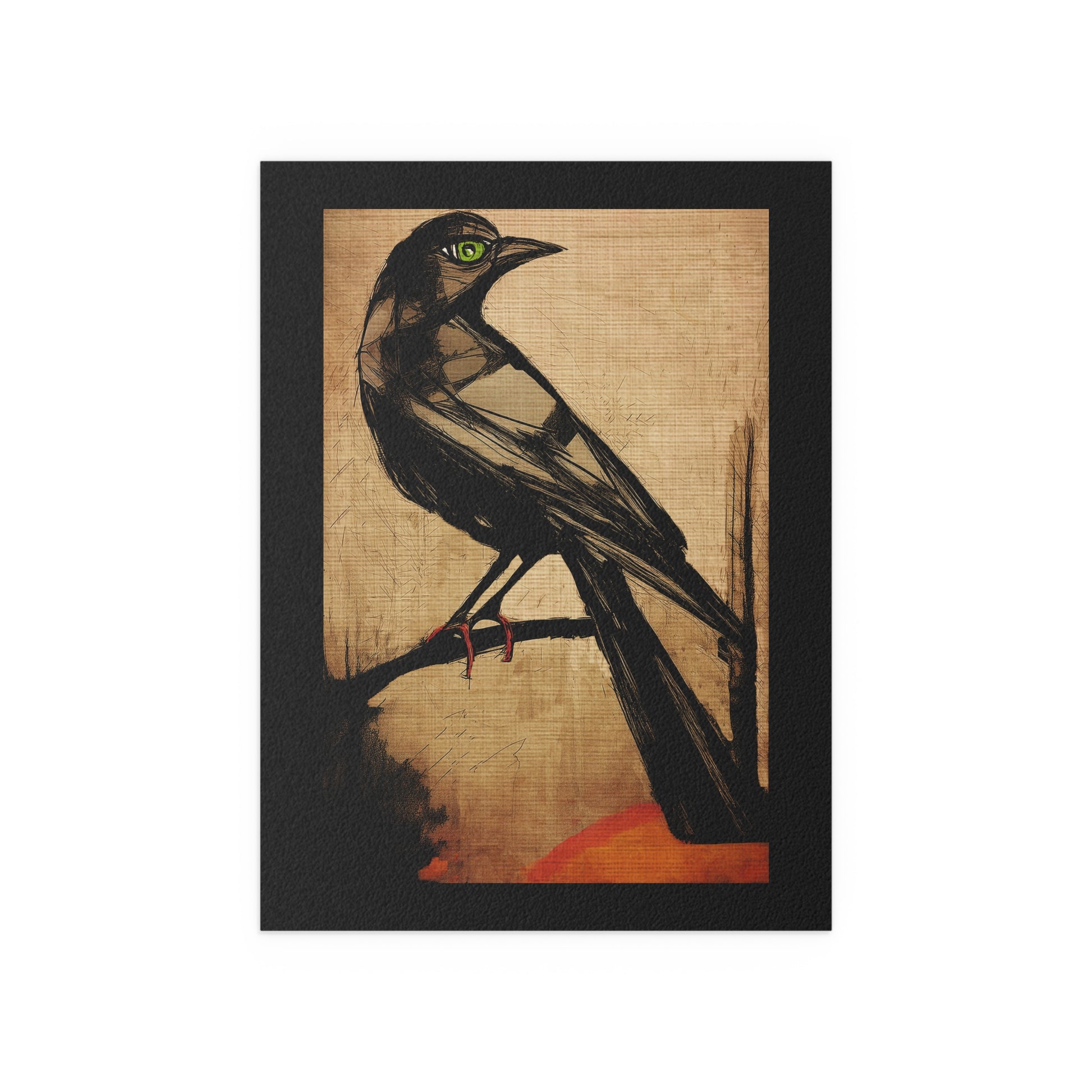 Midwest Mod Moody Raven Seasonal Silk Poster, Indoor and Outdoor Decor, Unique Home Decor, Seasonal Decor, Halloween, Raven, Bird