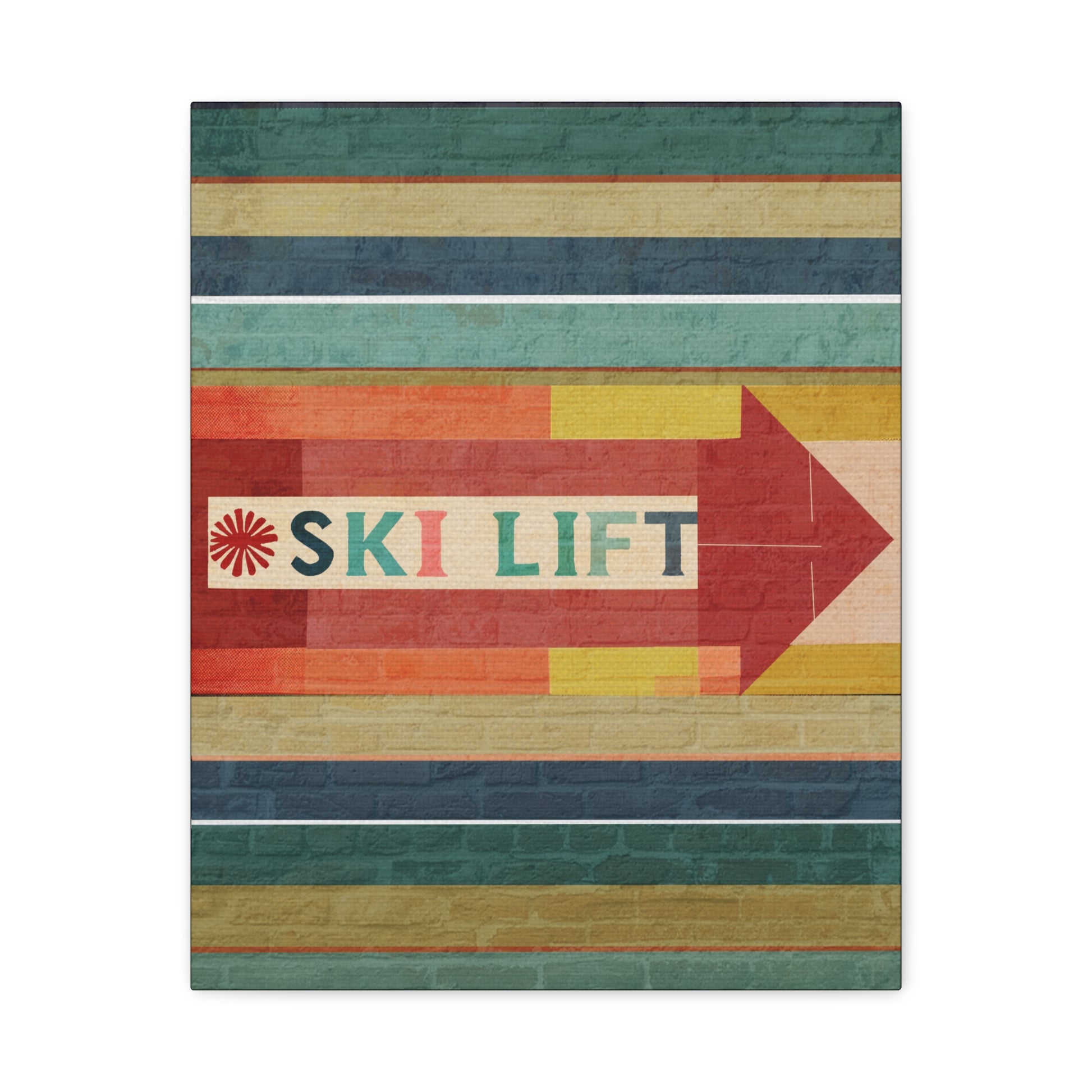 Midwest Mod Seasonal Winter Art Print Ski Lift Sign - Matte Canvas, Stretched, 1.25"