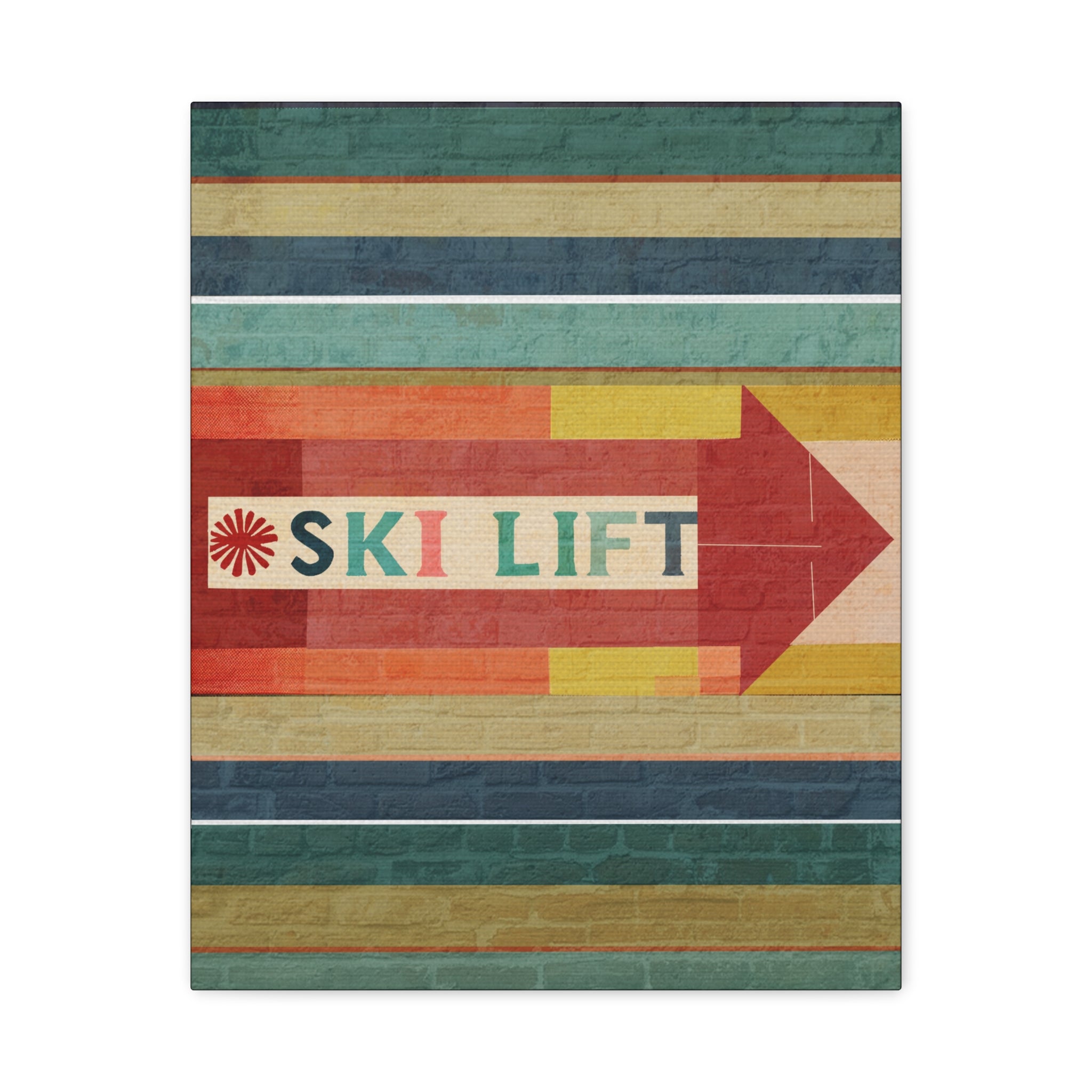 Midwest Mod Seasonal Winter Art Print Ski Lift Sign - Matte Canvas, Stretched, 1.25"