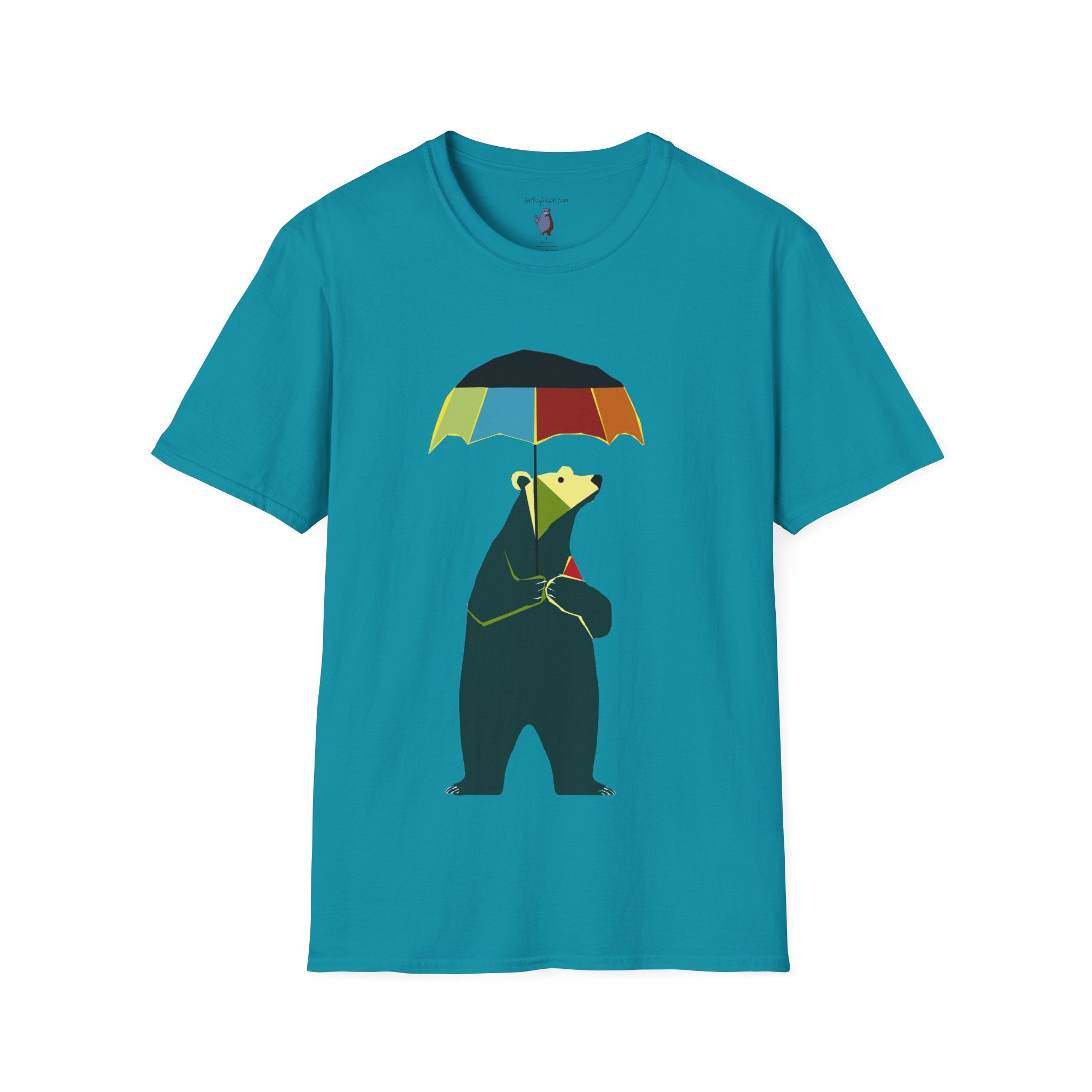 Modern Bear with Umbrella  - 100% Cotton T-Shirt